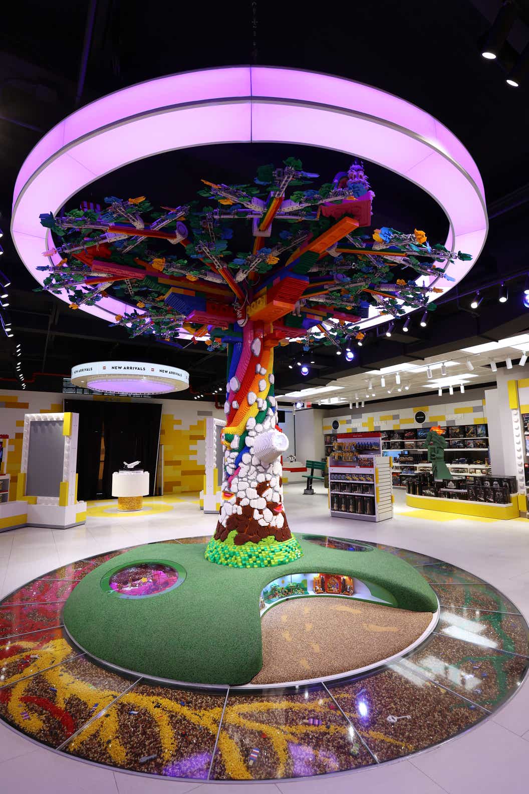 Lifestyle image of the Tree of Discovery in the heart of the new NYC LEGO store