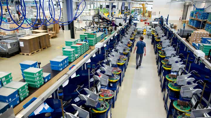 Image of the inside of a LEGO production facility