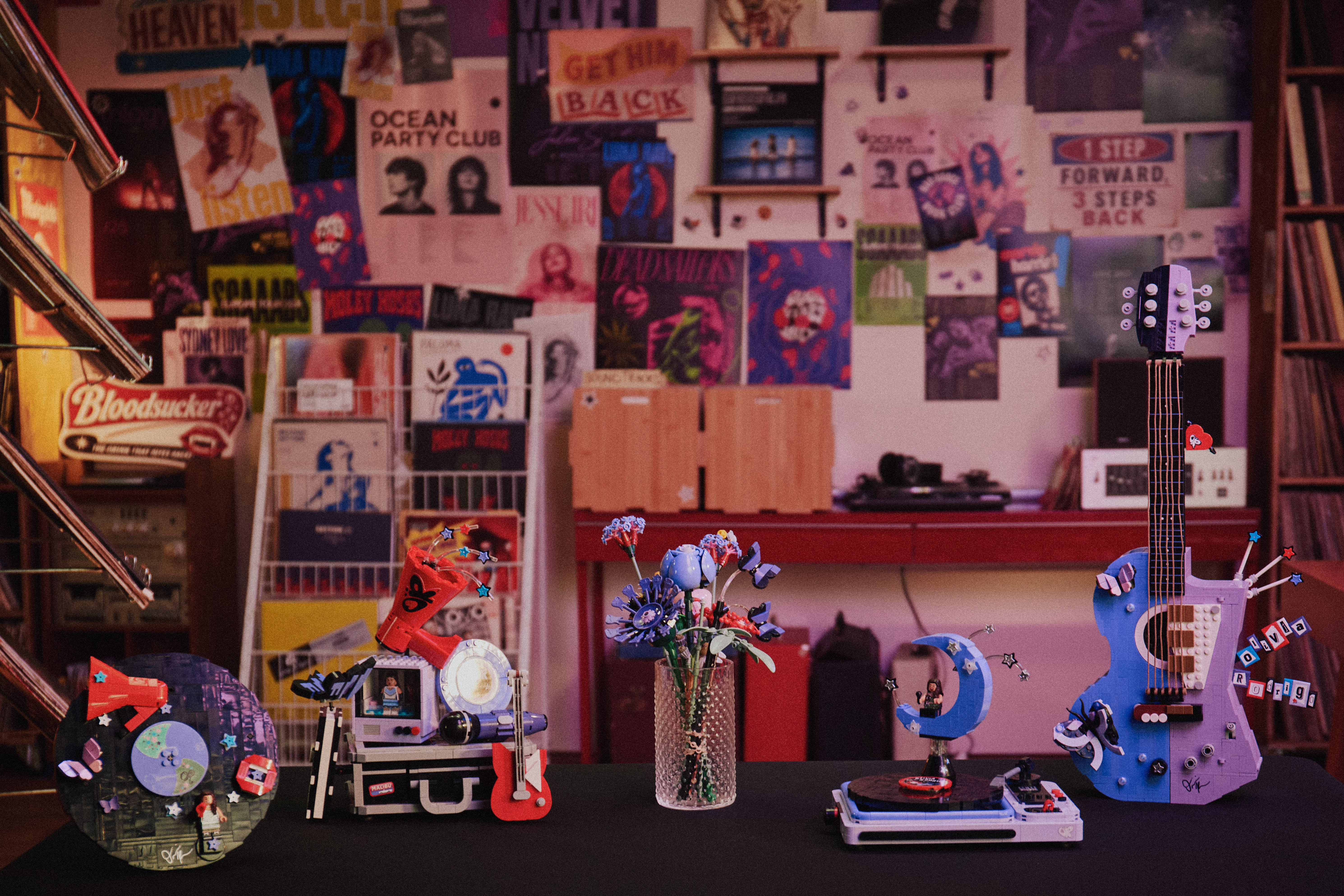 The LEGO Editions Olivia Rodrigo product collection on display