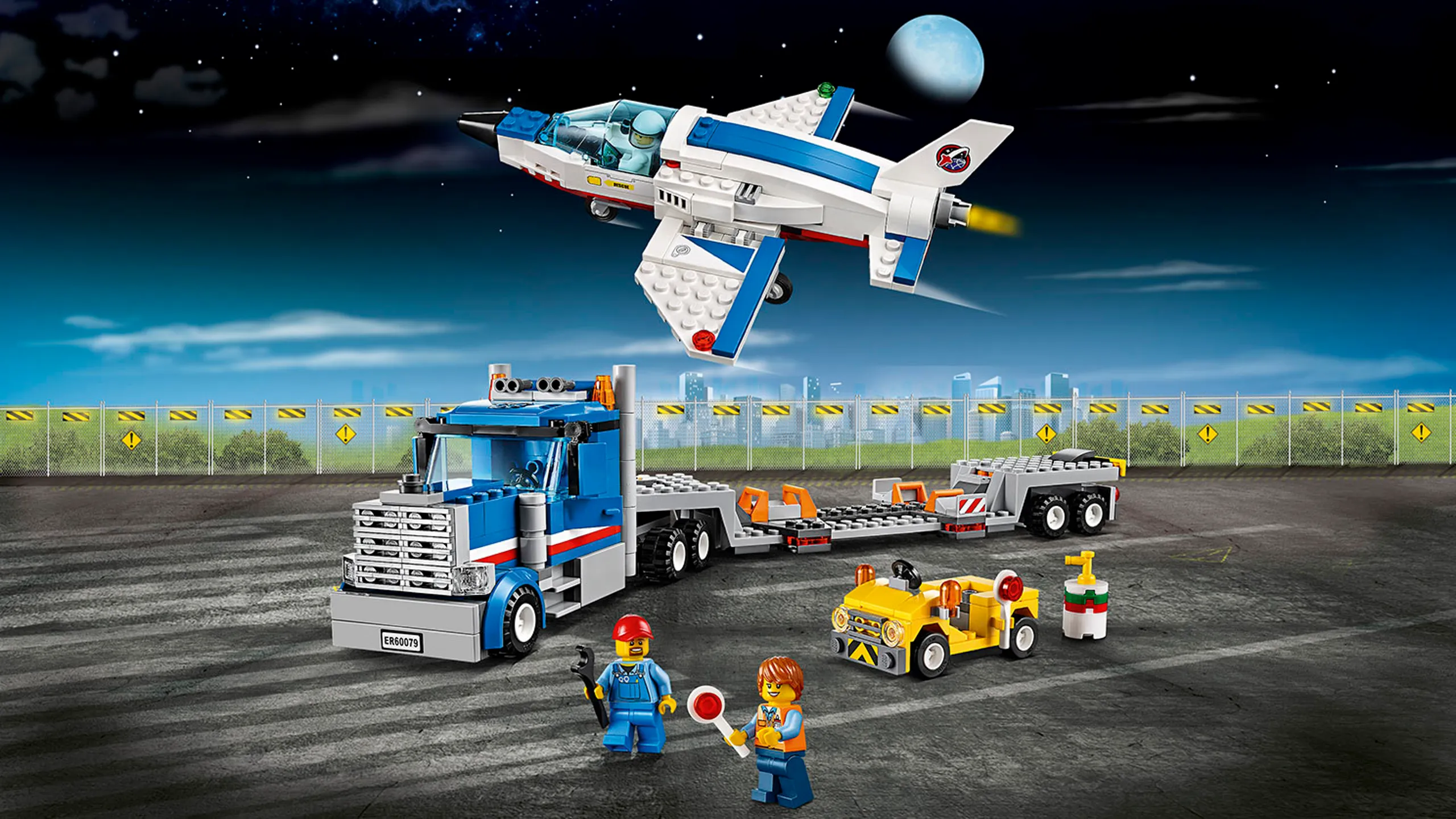 LEGO City Space jet, hauler truck and minifigures - Training Jet Transporter 60079