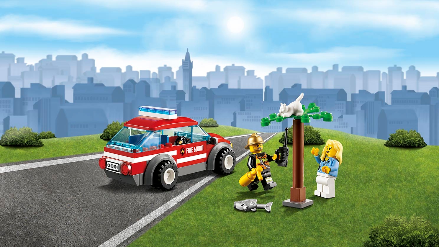 LEGO CITY 60001 Fire Chief Car Cat in Tree rescue woman girl boy fish NEW SEALED 