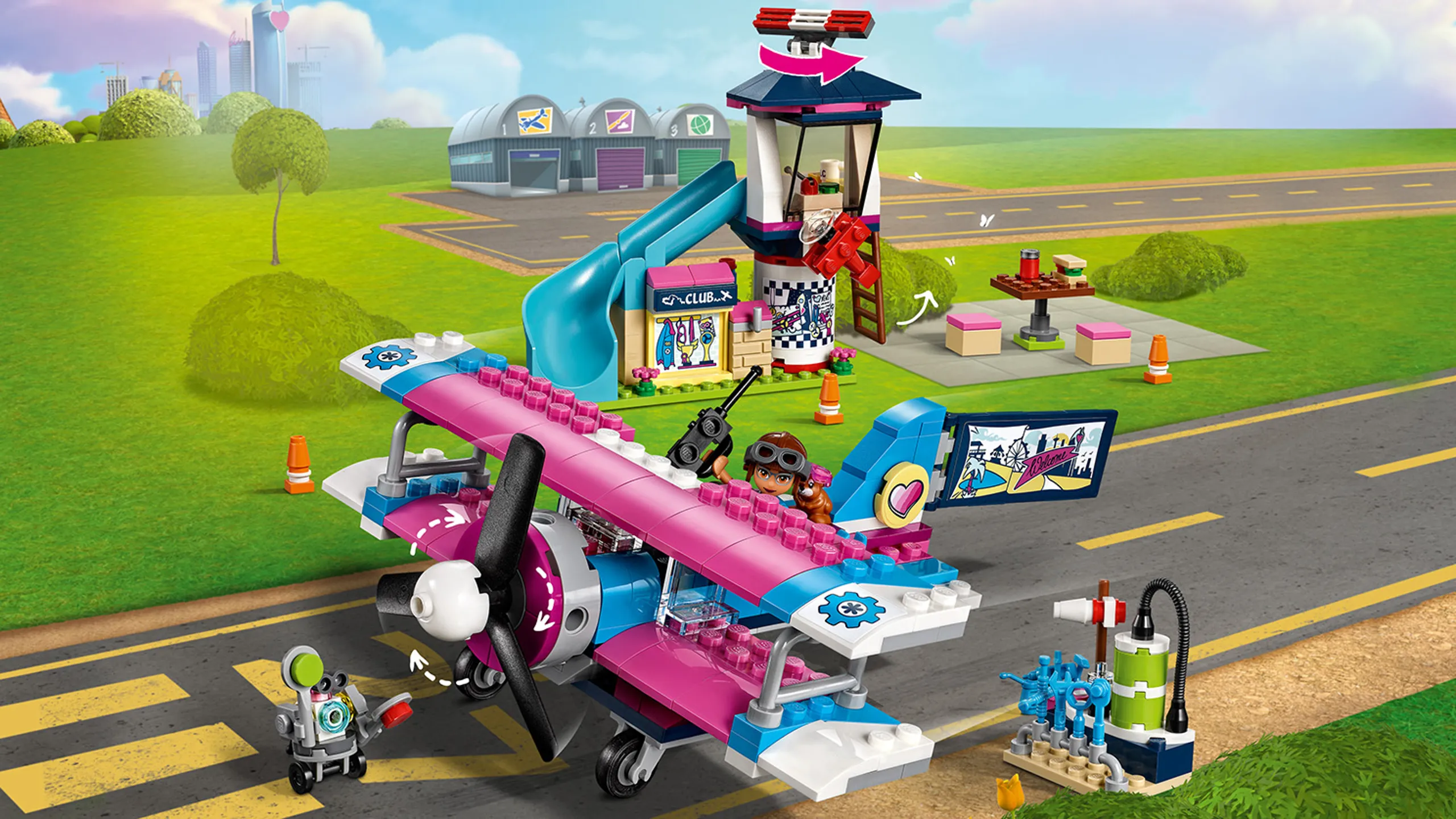 LEGO Friends - 41343 Heartlake City Airplane Tour - Fly over Heartlake City with Olivia, her robot and her hamster and tour the city from air.