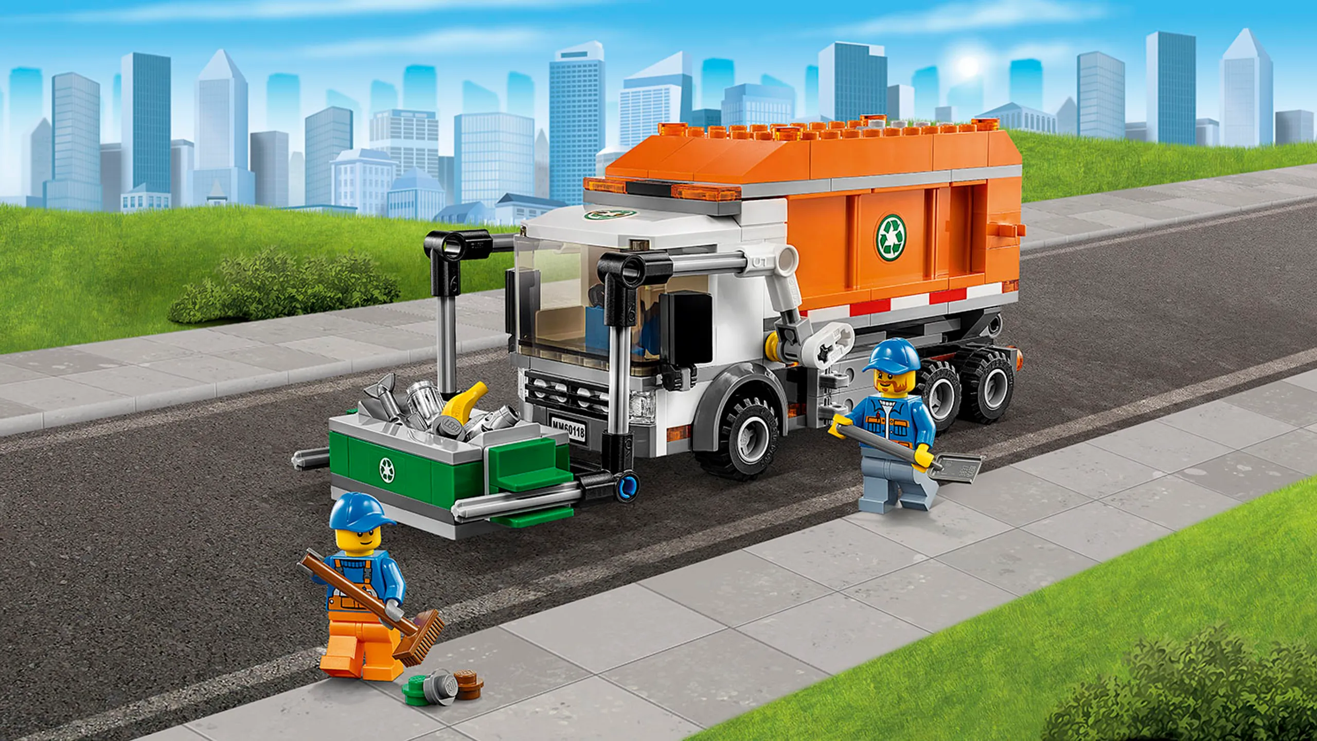 LEGO City Skvělá vozidla popelářské auto, popelnice a minifigurky – Popelářské auto 60118