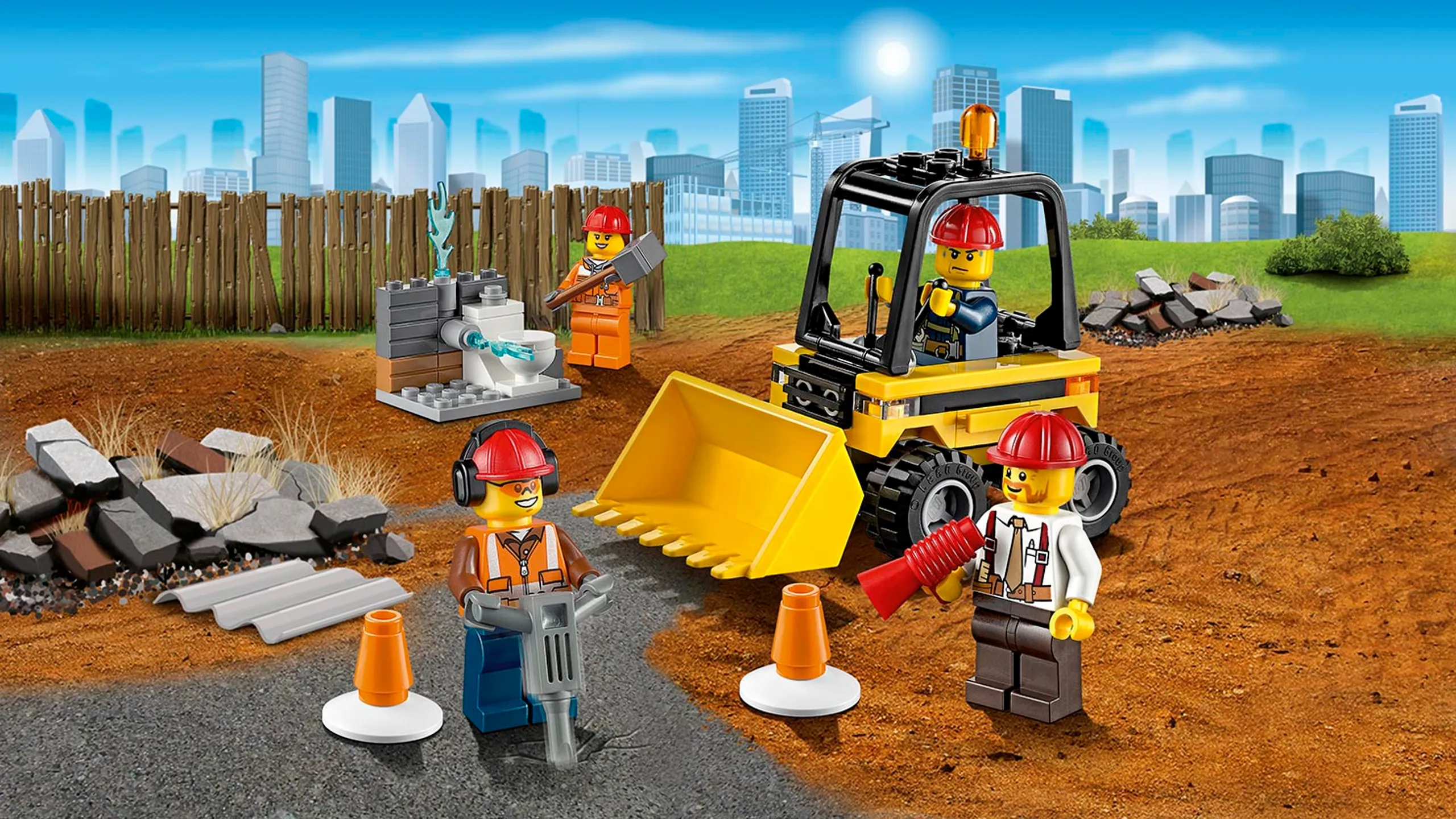 LEGO City Demolition crew minifigures and bulldozer - Demolition Starter Set 60072