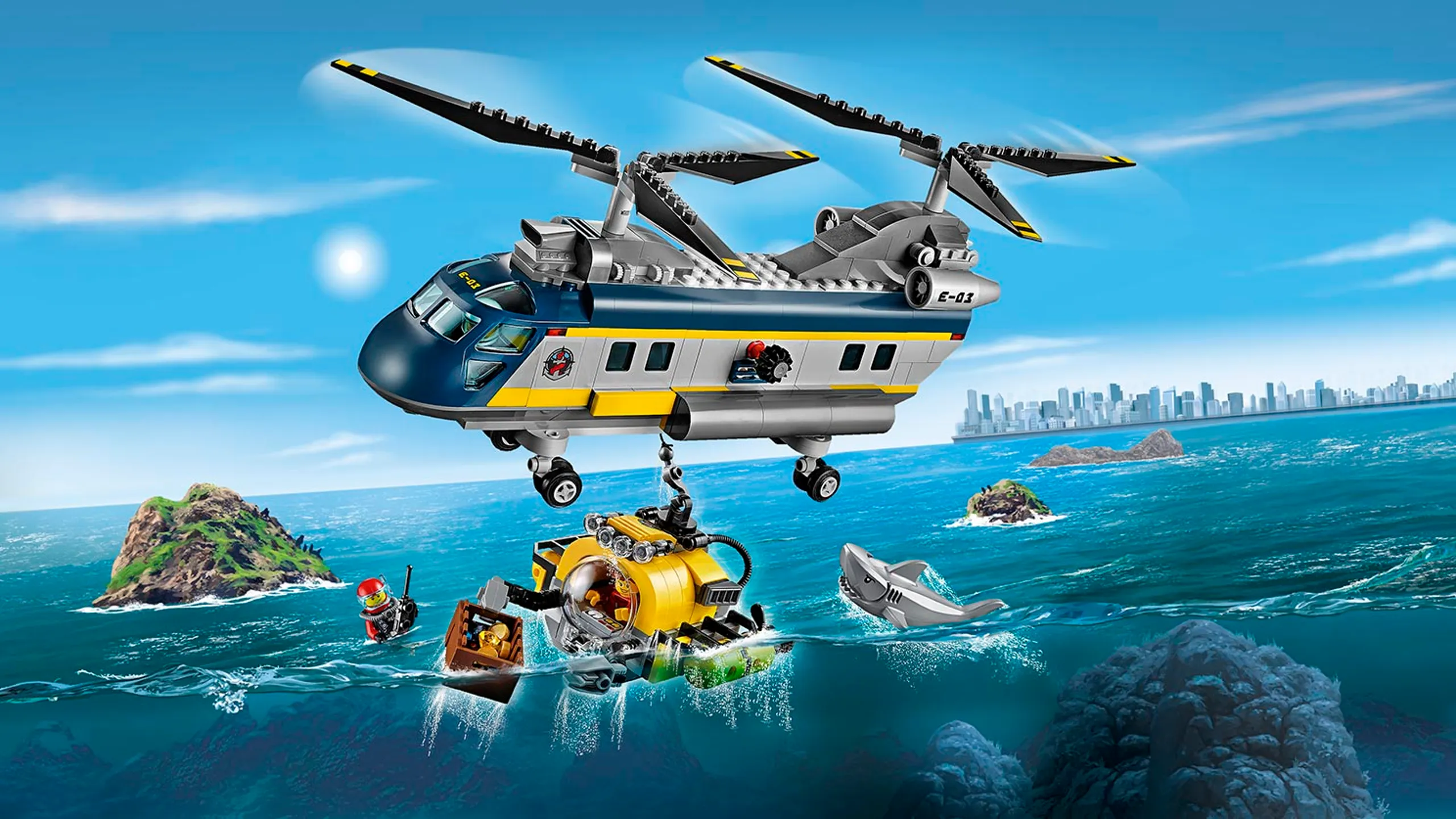 LEGO City helicopter mission at sea - Deep Sea Helicopter 60093