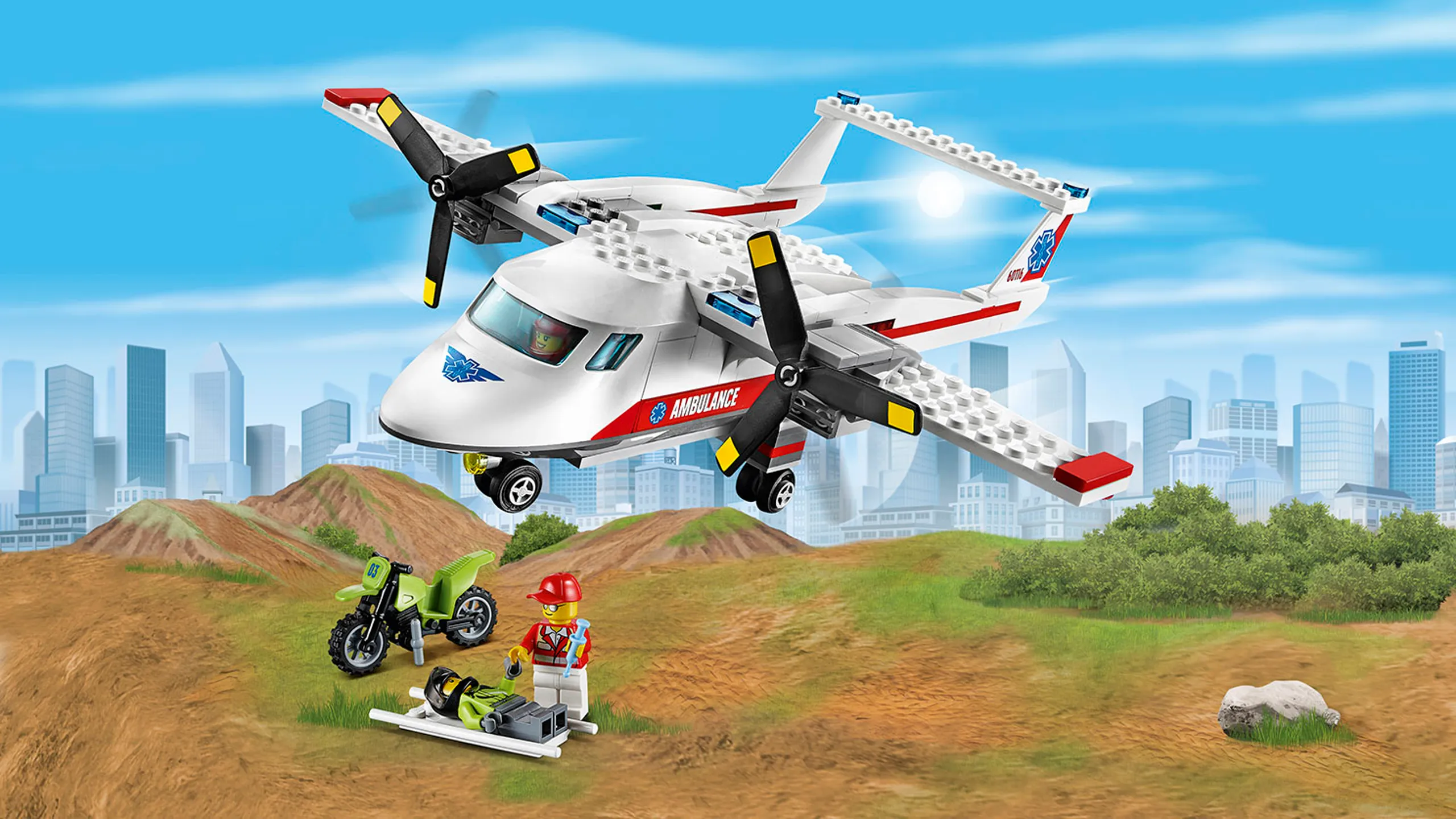 LEGO City Geweldige Voertuigen vliegtuigactie – Ambulancevliegtuig 60116