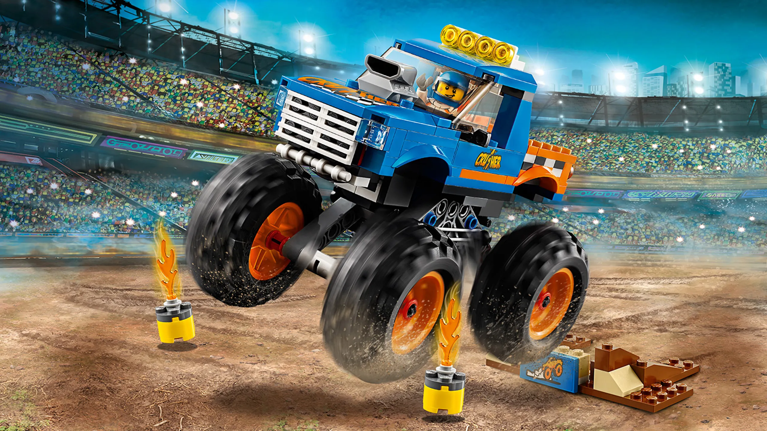 LEGO City Great Vehicles - 60180 Monster Truck - the monster truck drives at a show in an arena.