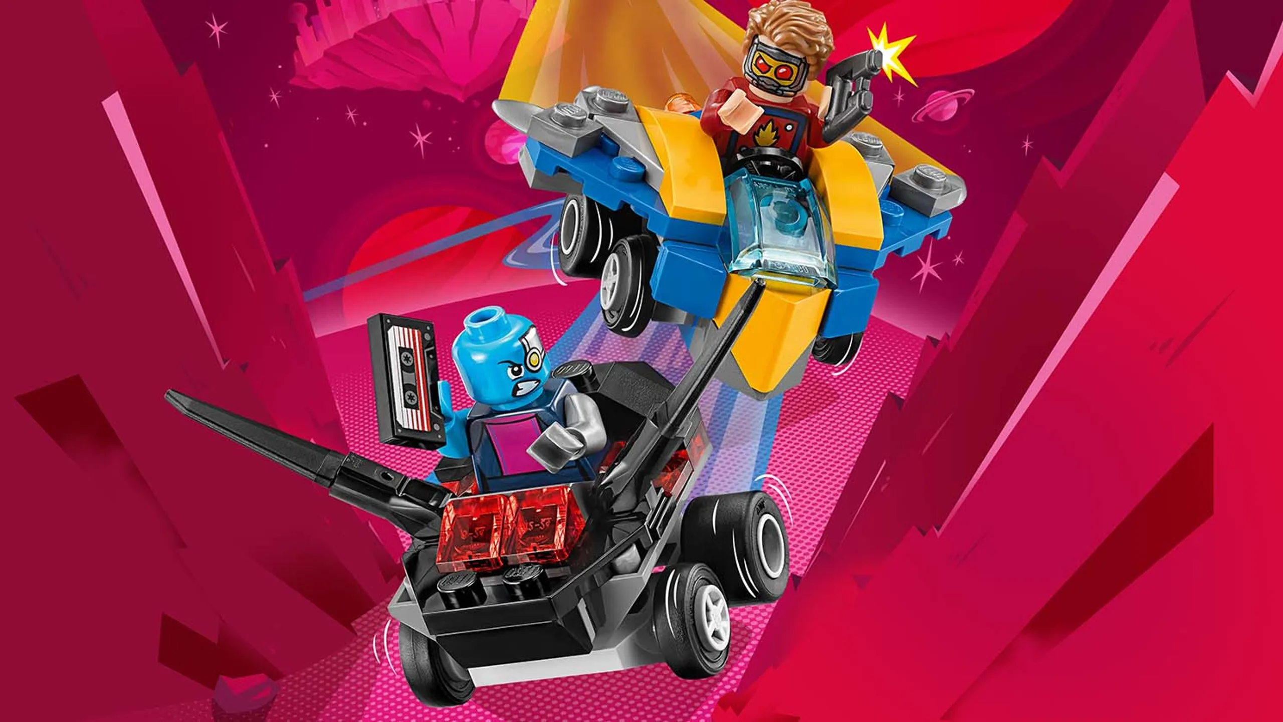 LEGO MARVEL Super Heroes Star-Lord vs Nebula - 76090 - Watch Star-Lord and Nebula battling each other in their racecars including a tape and a gun