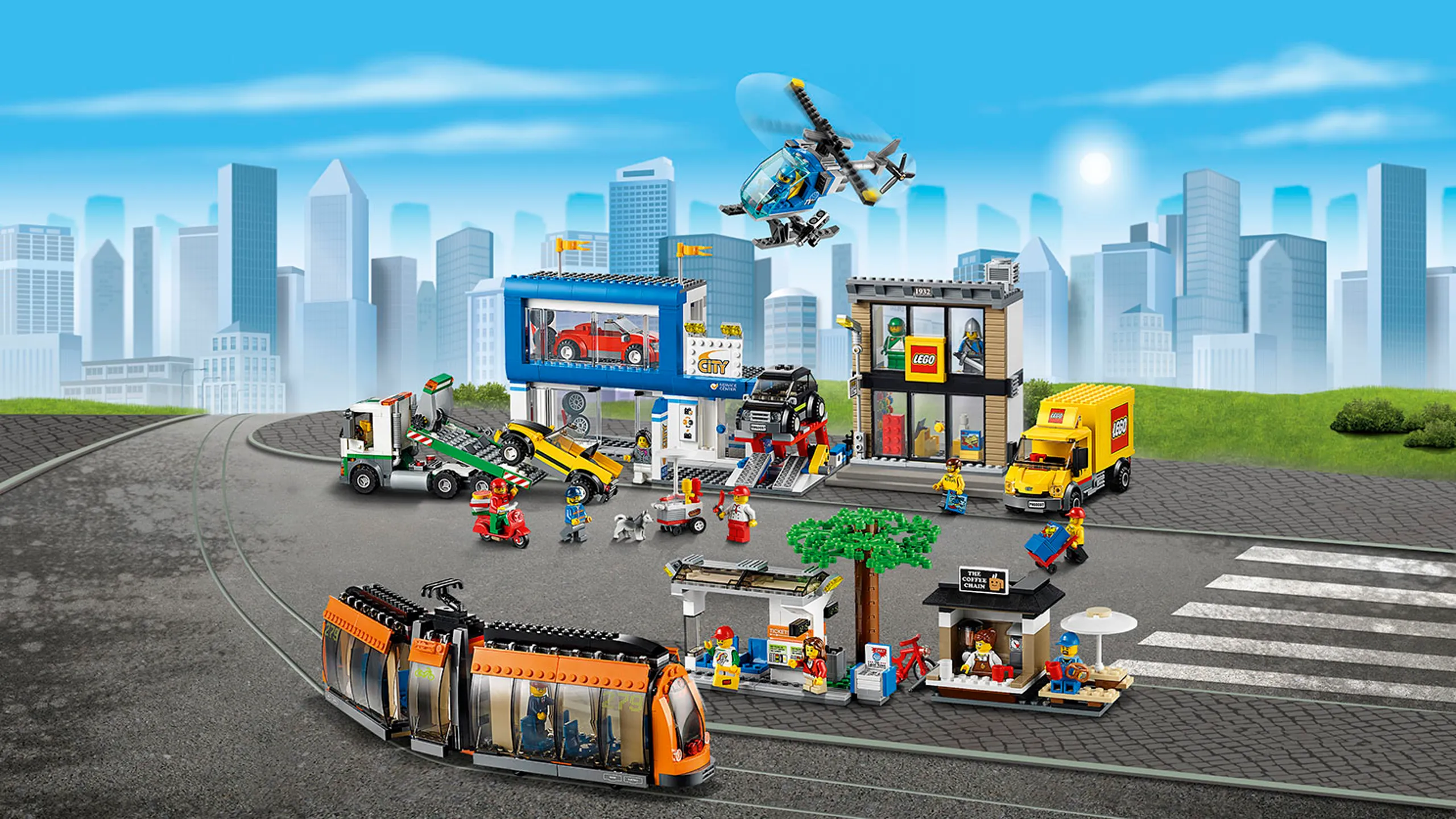 LEGO City Town shops, cars, trains and minifigures - City Square 60097