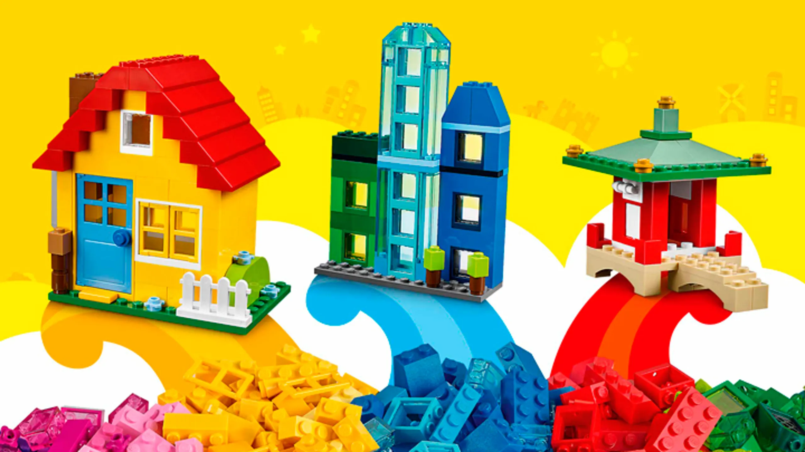 LEGO Classic Creative Builder Box - 10703 - Use a mix of yellow, blue and red bricks to build a house, skyscrapers or a Chinese temple!