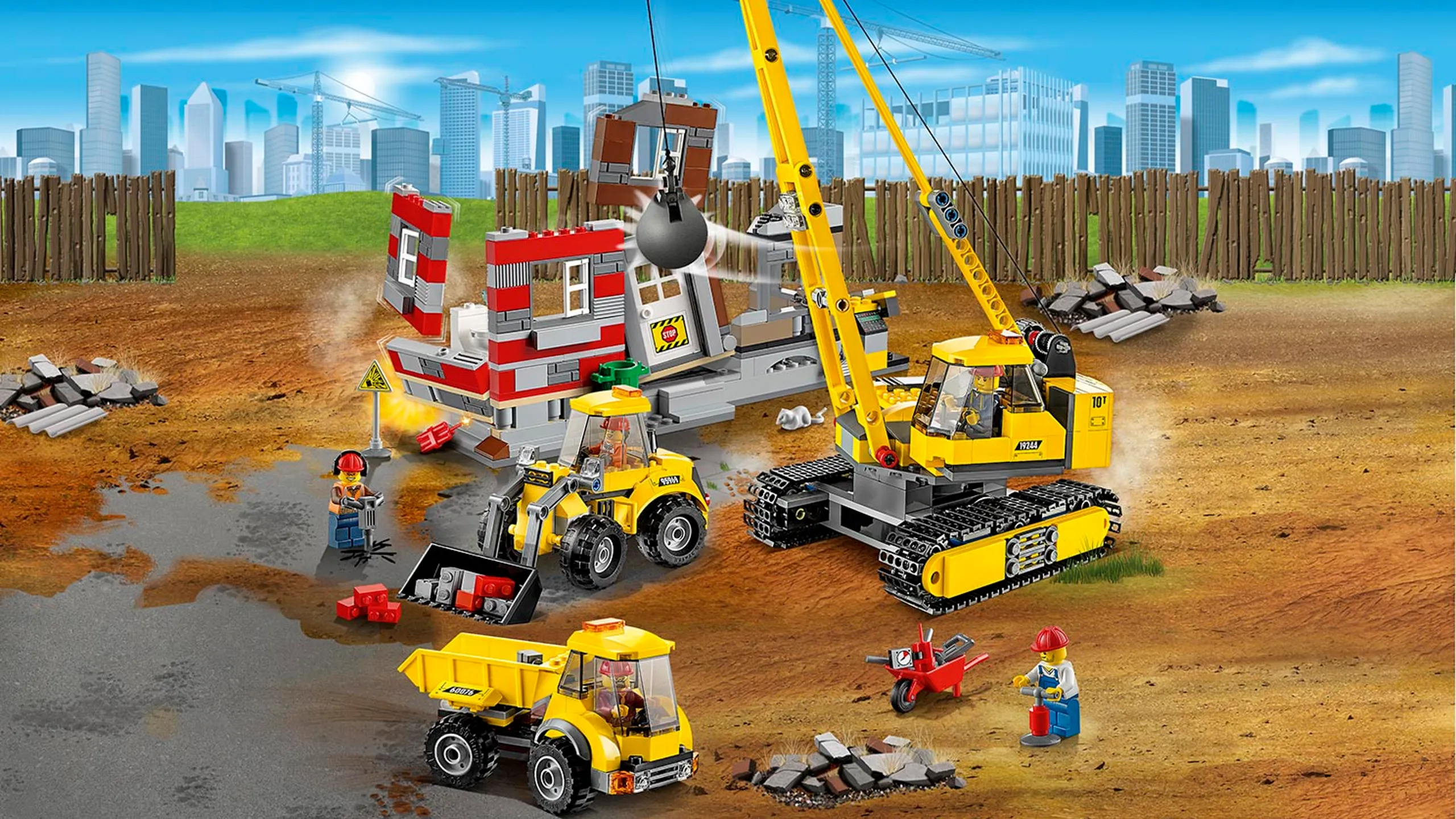 LEGO City Demolition site wrecking ball, trucks and minifigures - Demolition Site 60076