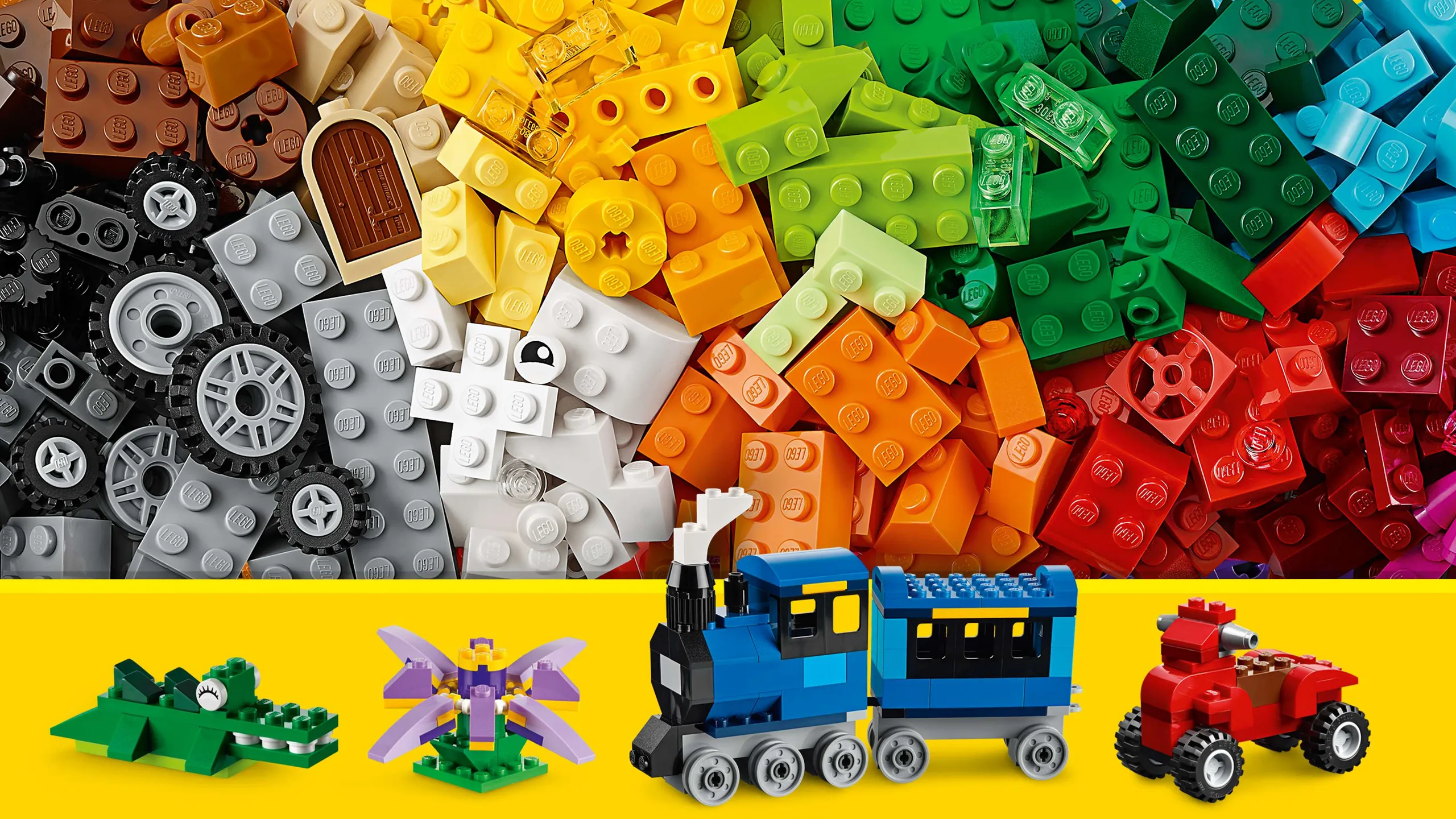 LEGO Classic Medium Creative Brick Box - 10696 - Use a mix of different colored bricks to build a crocodile, flower, train or ATV.