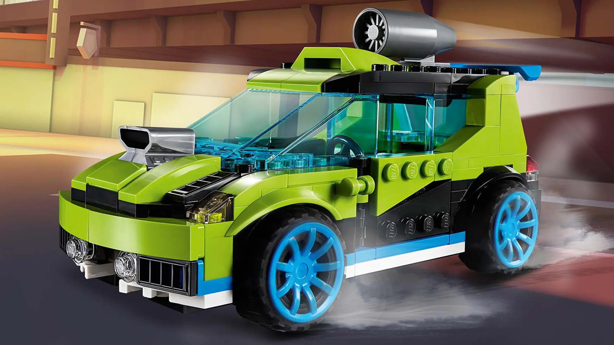 LEGO Creator 3 in 1 - 31074 Rocket Rally Car - Drive fast in this green car that has a rocket on the roof for extra speed.