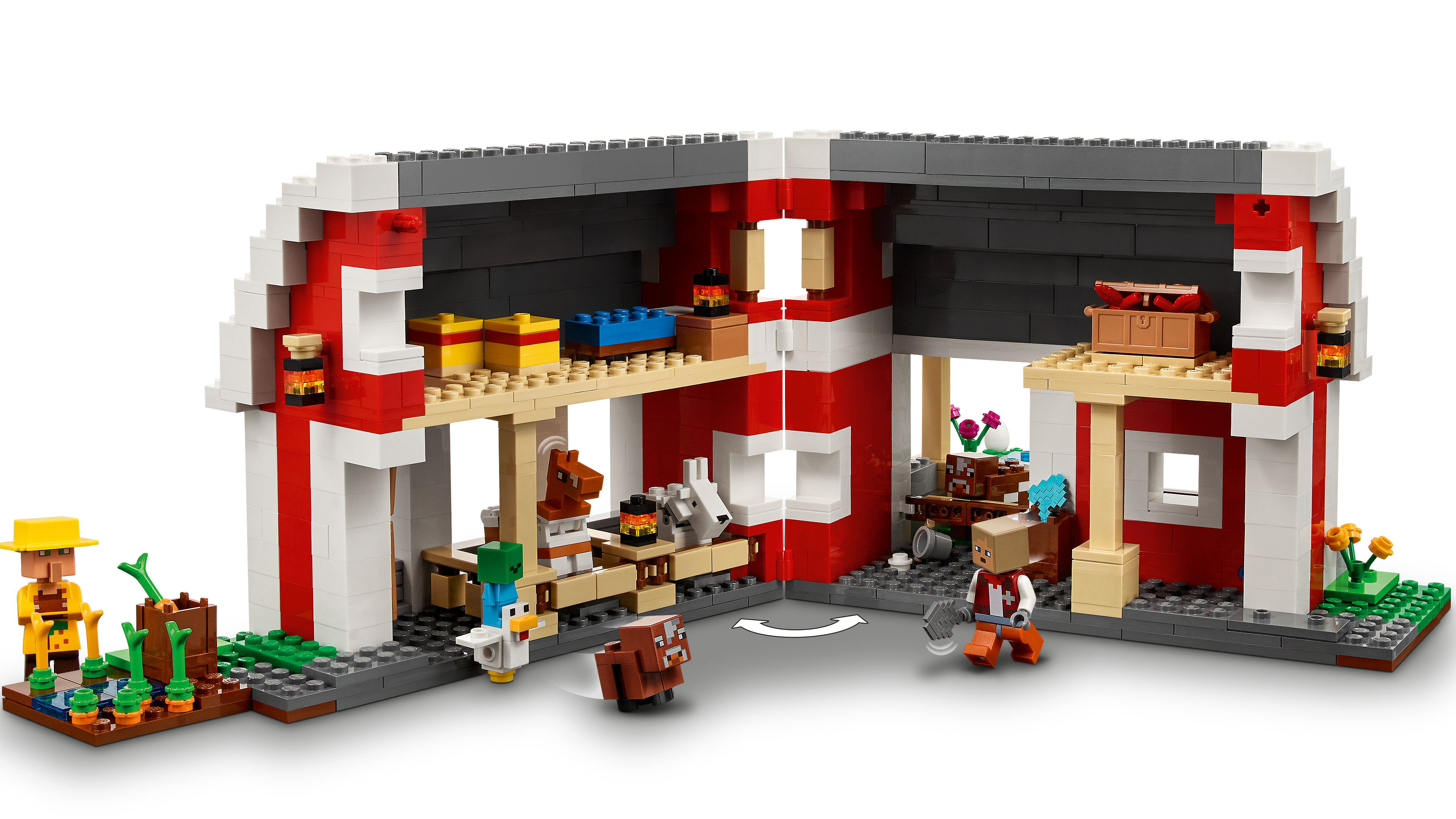 LEGO - Casa de construção Minecraft com baú do tesouro e bioma do