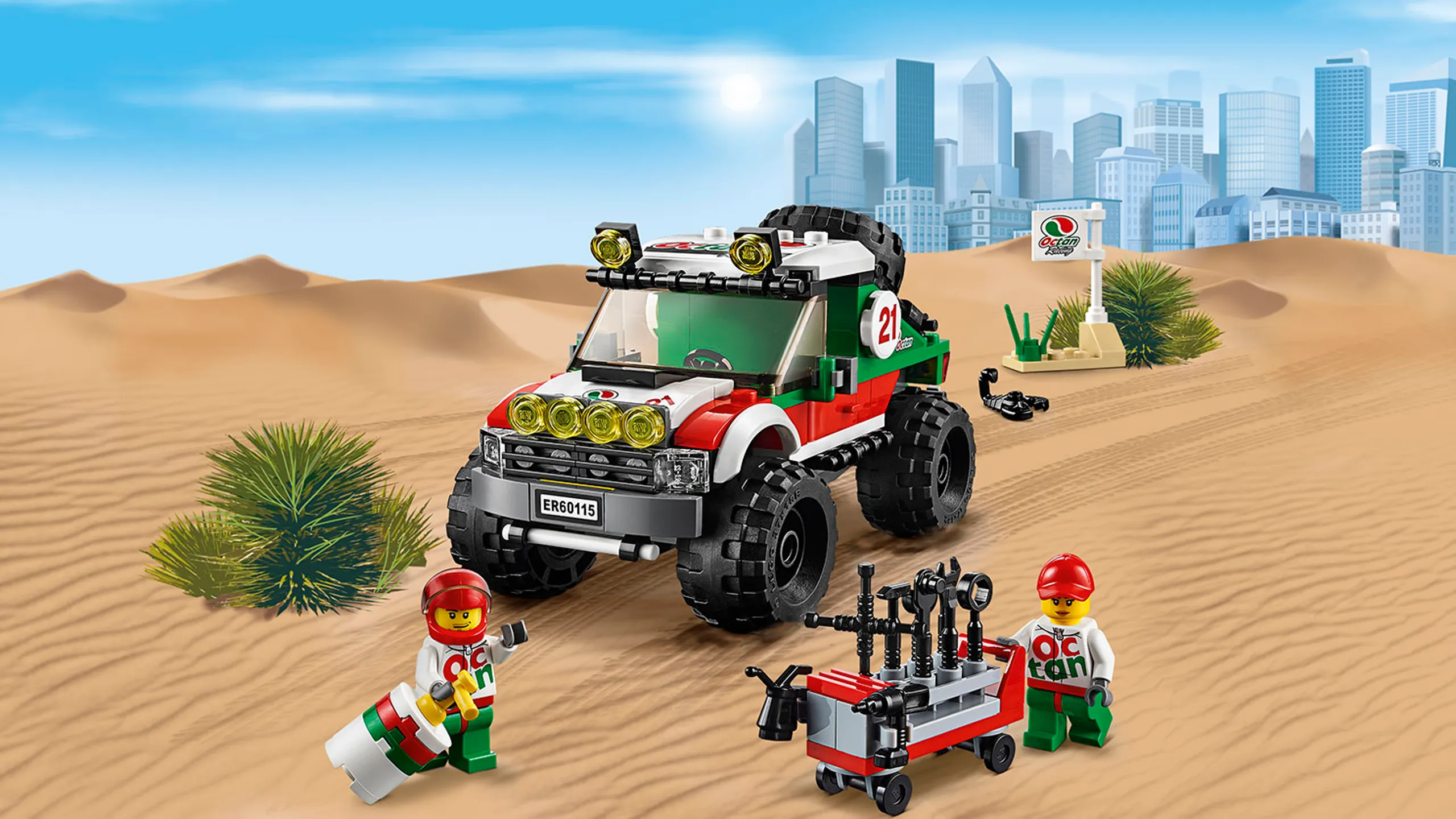 Superpojazdy LEGO City: terenówka z minifigurkami kierowcy i mechanika — Terenówka 4 x 4 60115