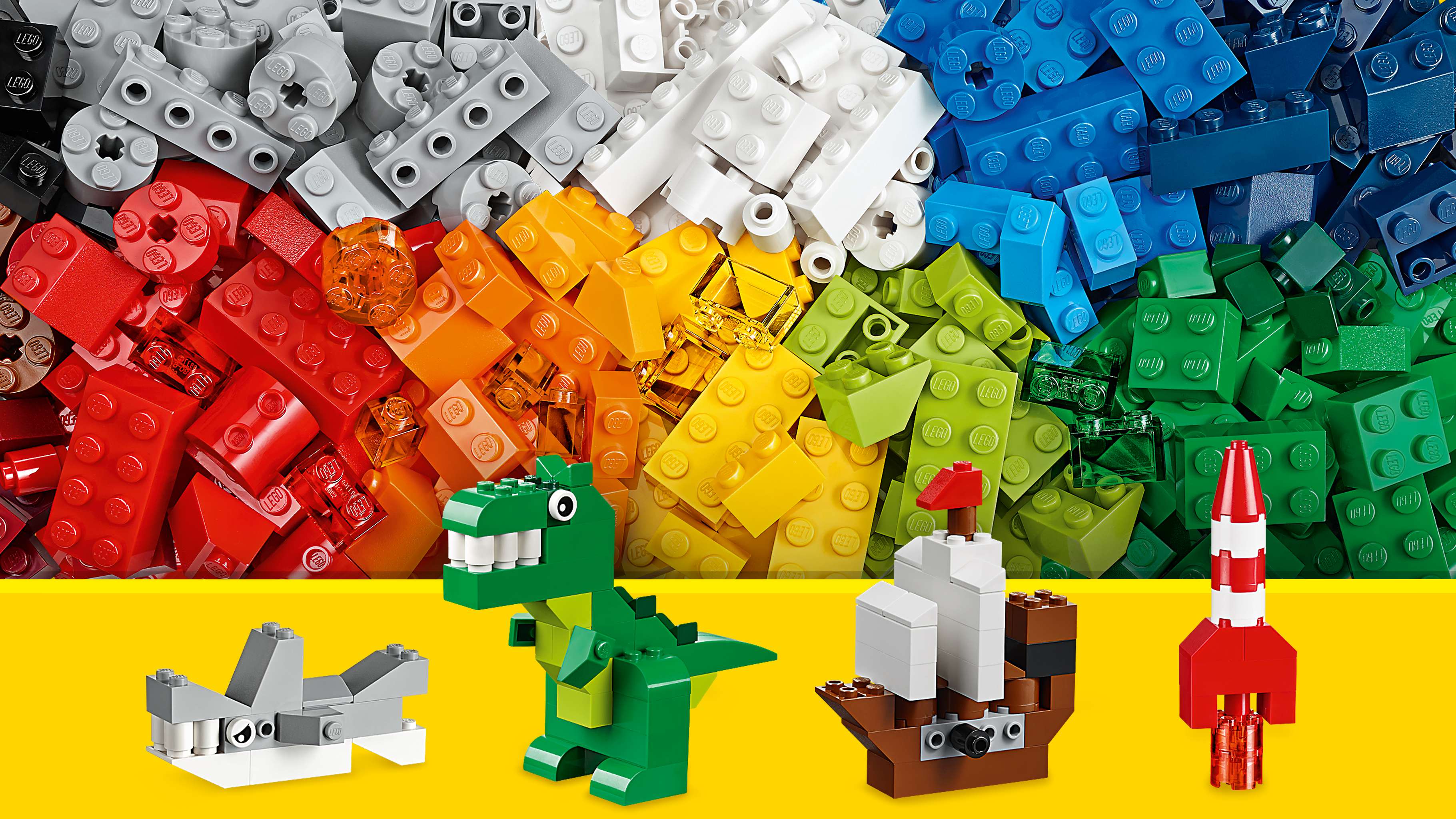 LEGO Classic Creative Supplement - 10693 - Use a mix of different colored bricks to build a shark, a dinosaur a pirate ship or a space rocket.