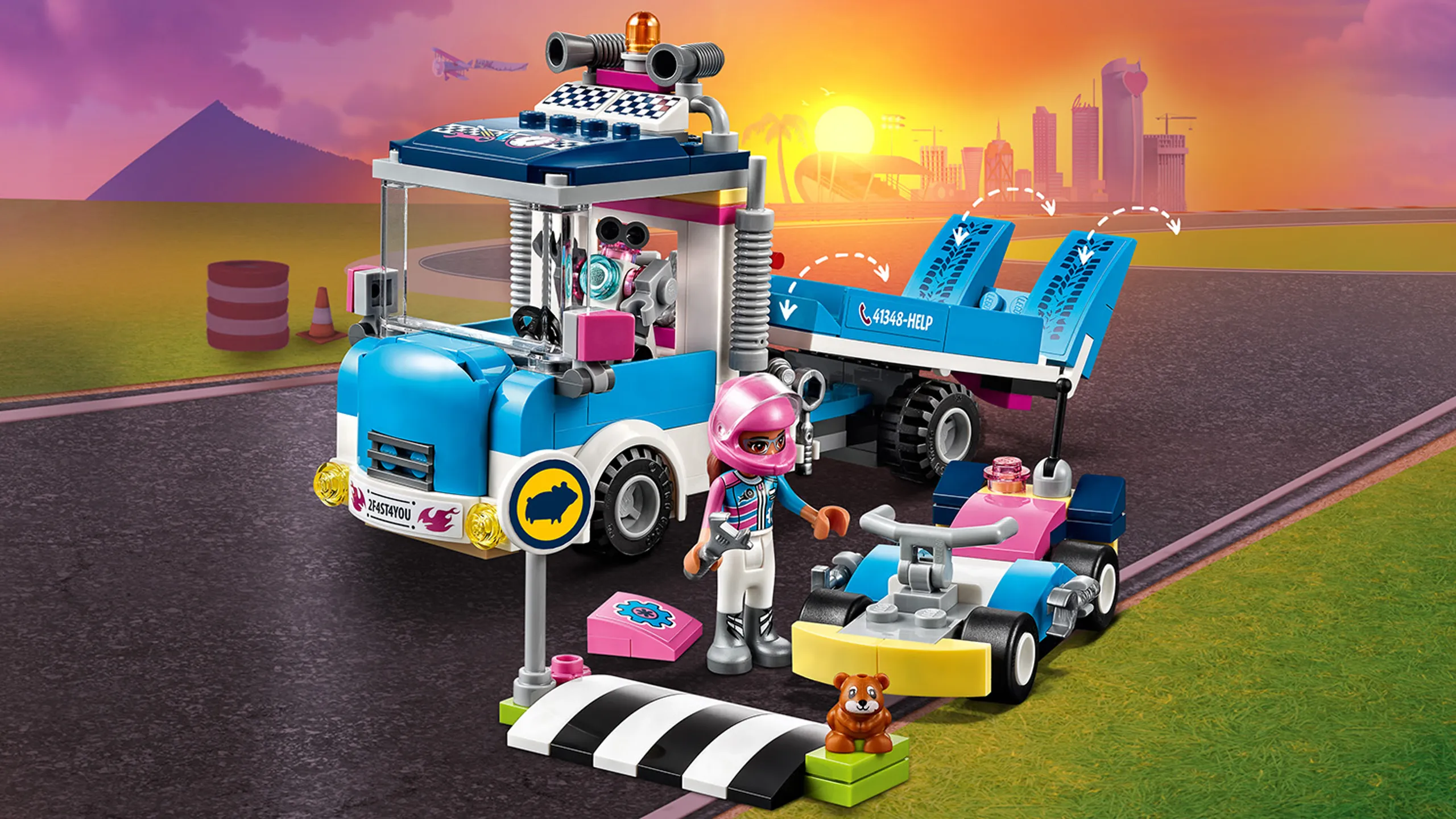 LEGO Friends - 41348 Service & Care Truck - Olivia transports and fixes her go cart with the service and care truck.