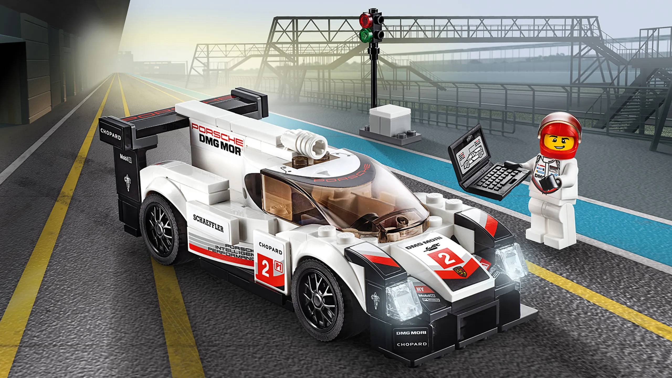 LEGO Speed Champions - 75887 Porsche 919 Hybrid - Power away from the start/finish post and check the car’s performance on the laptop and drive to victory!