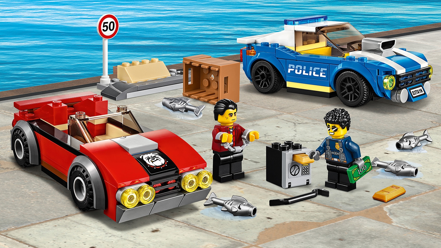Lego City - Arresto su Strada della Polizia, Set con 2 Macchine Giocattolo  e 2 Minifigure - 60242