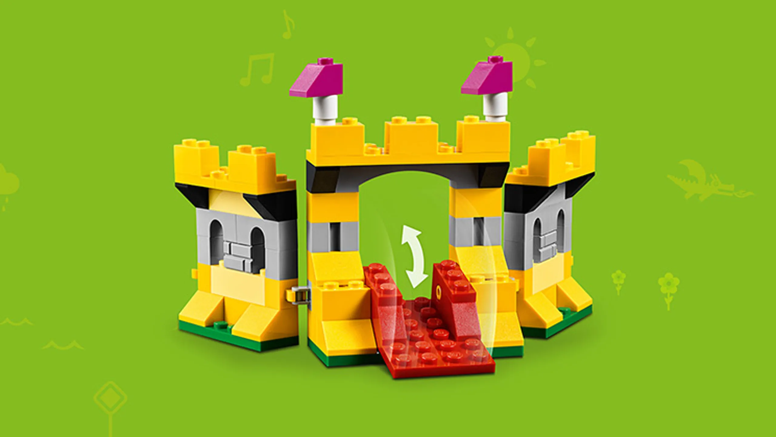 LEGO Classic Bricks Bricks Bricks - 10717 - Build yellow miniature fortress with a red drawbridge.