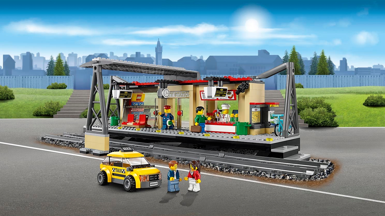 LEGO City Train station with passengers and crew minifigures - Train Station 60050