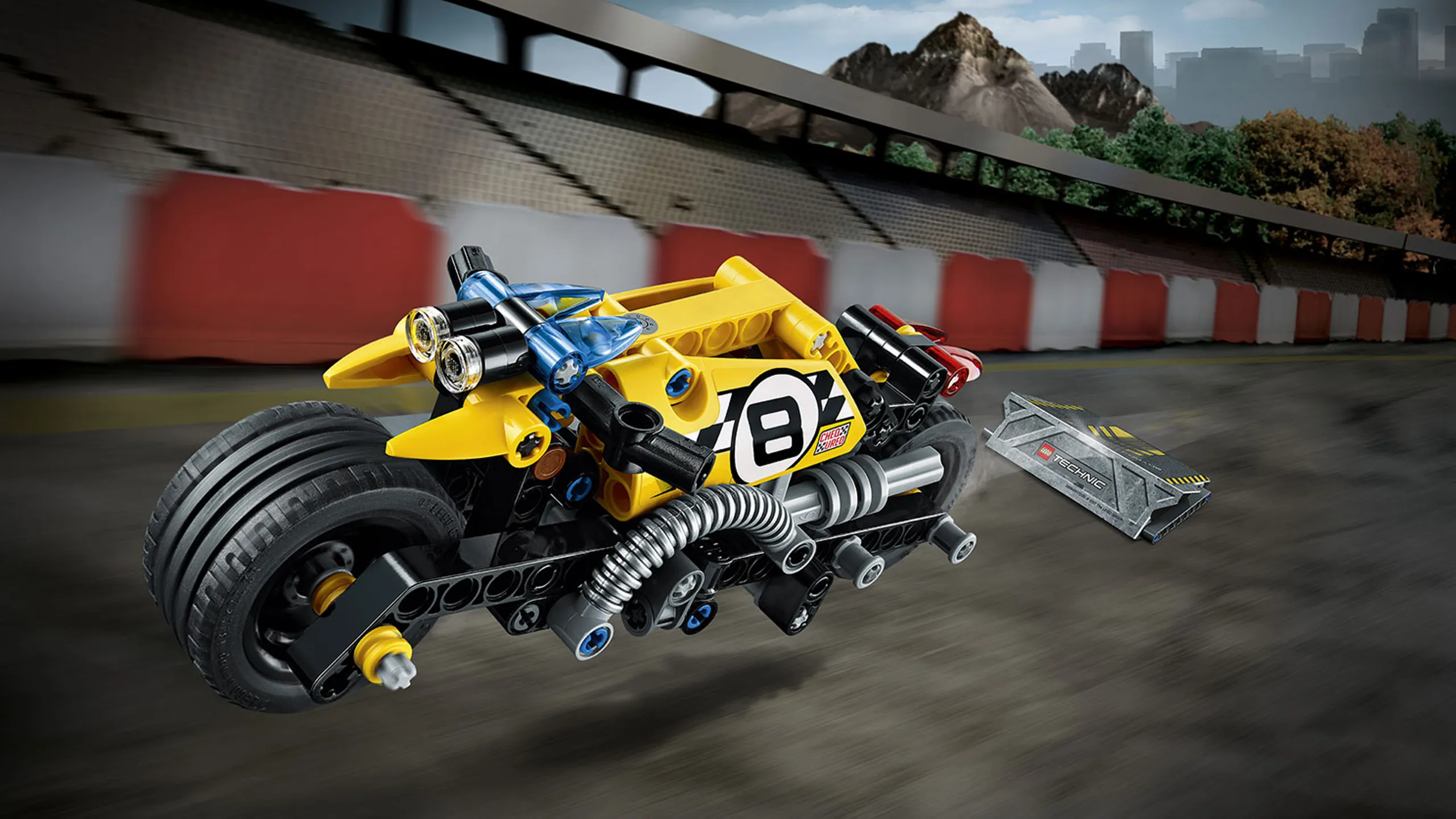 LEGO Technic - 42058 Stunt Bike - Try this cool stunt bike with pull-back motor, front and rear lights, cool exhaust pipes and extra-wide rims with low profile tires for extra grip and balance.