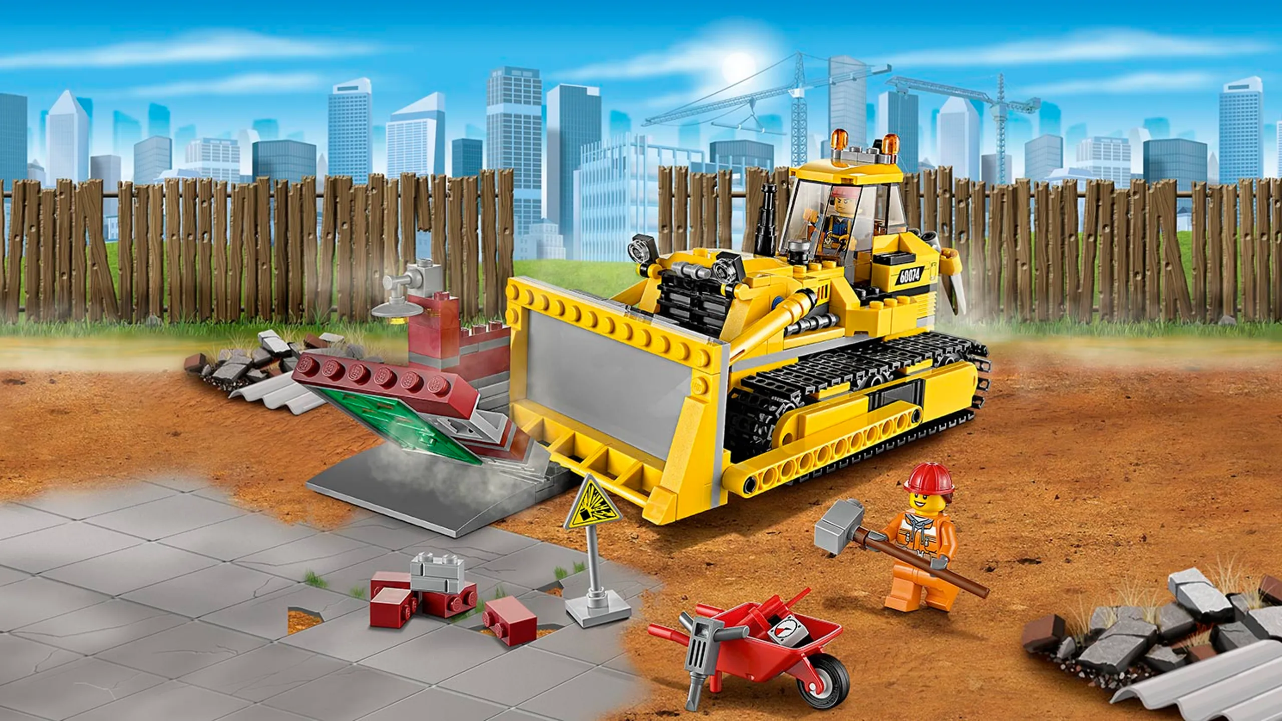 LEGO City Demolition site vehicles and minifigures - Bulldozer 60074