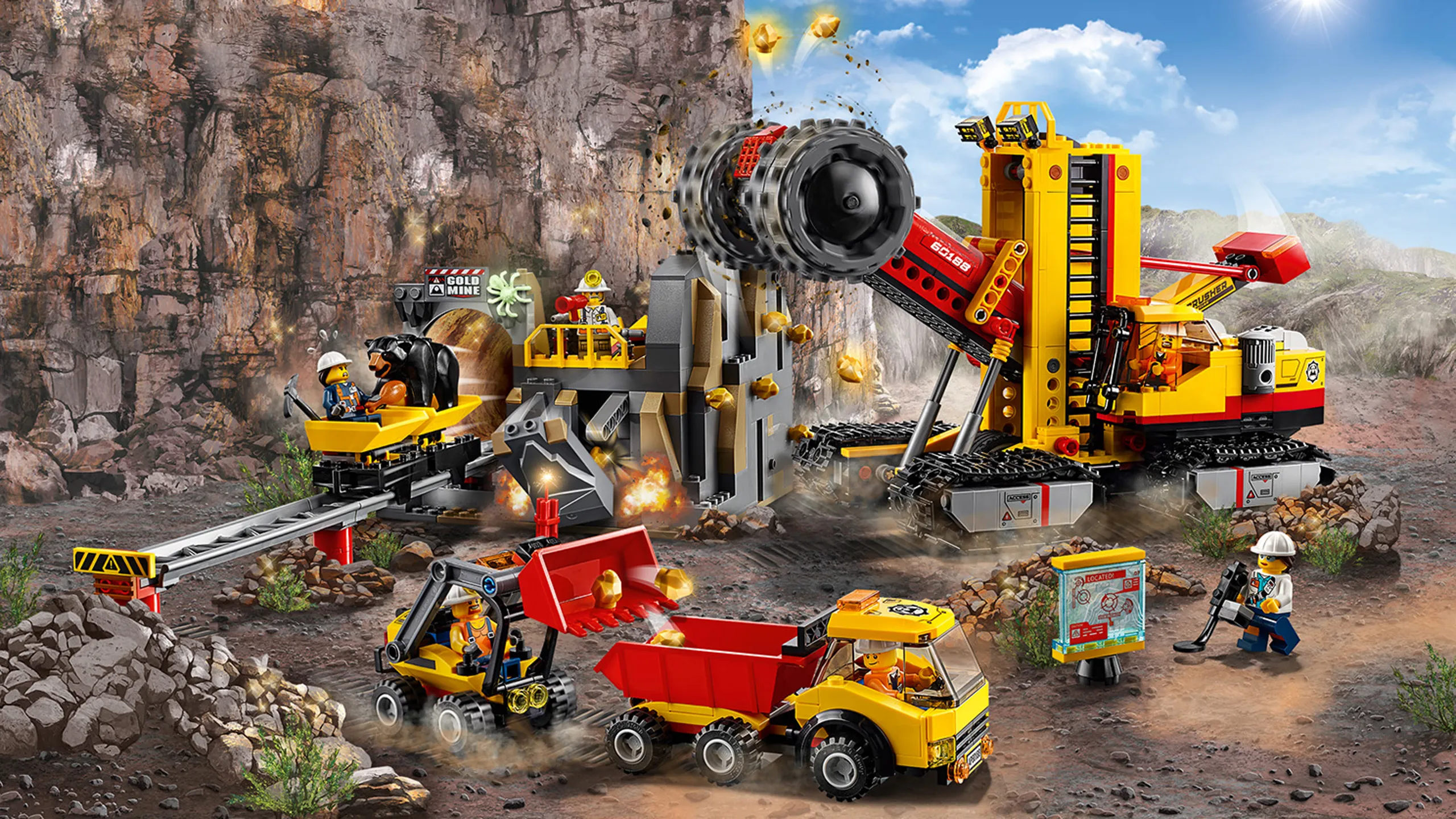 LEGO City Mining - 60188 Mining Experts Site - The workers in the mine use all their machines and vehicles to find hidden gold.