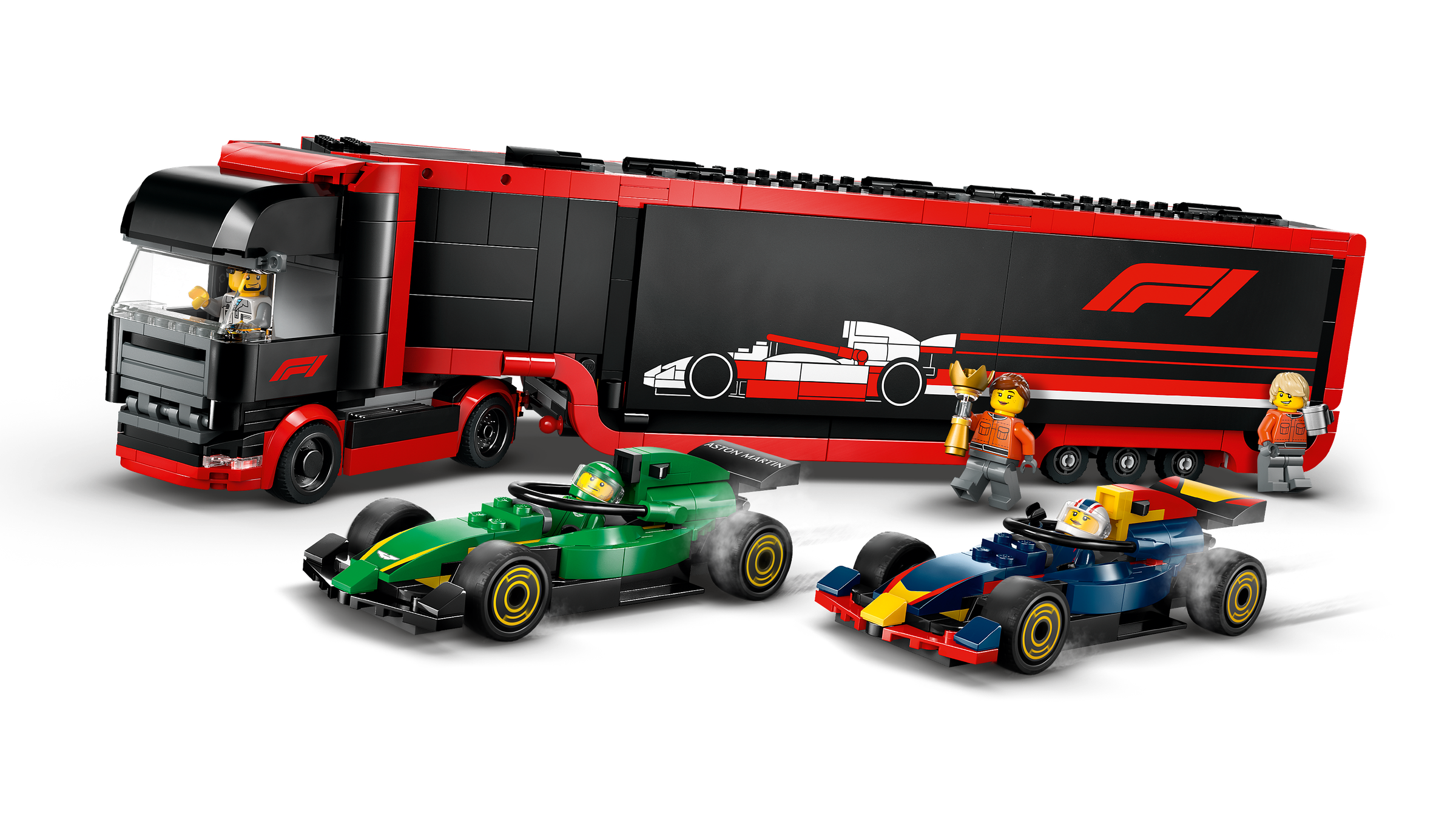 LEGO F1 Truck with RB20 & AMR24 F1 Cars (60445)