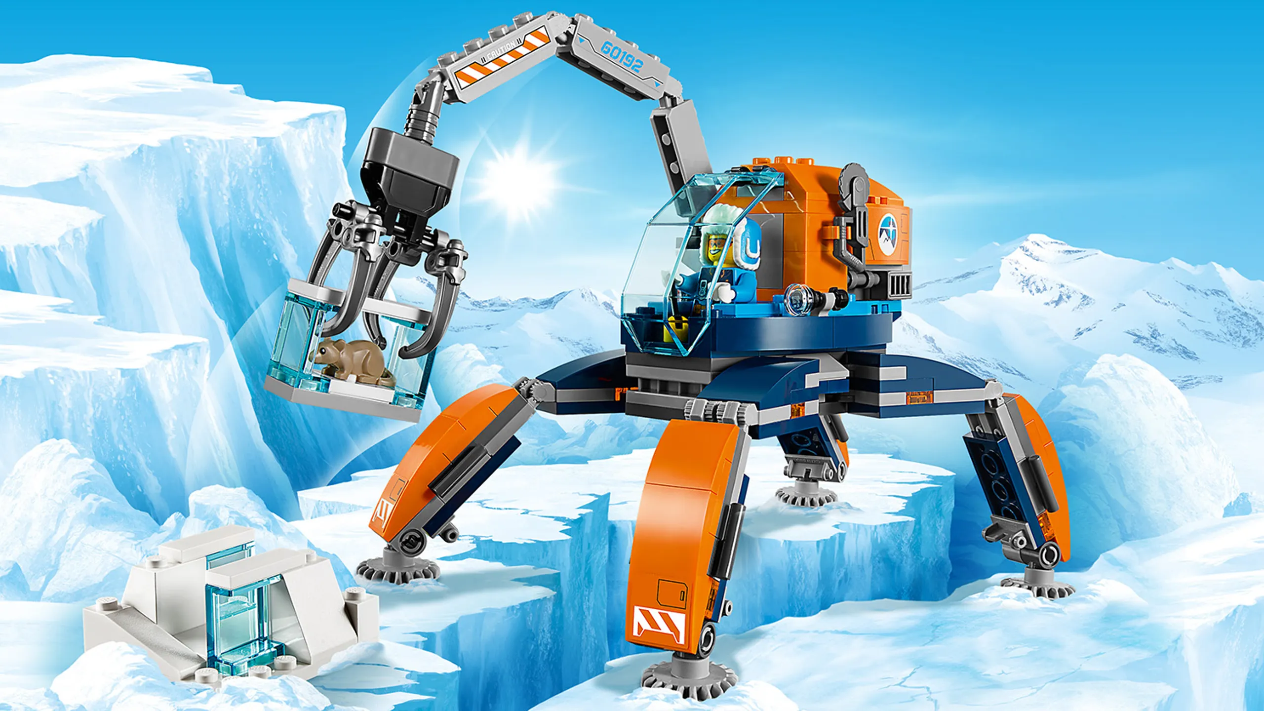 LEGO City Arctic Expedition - 60192 Ice Crawler - Lift big chunks of ice and snow with the crane of this orange ice crawler.