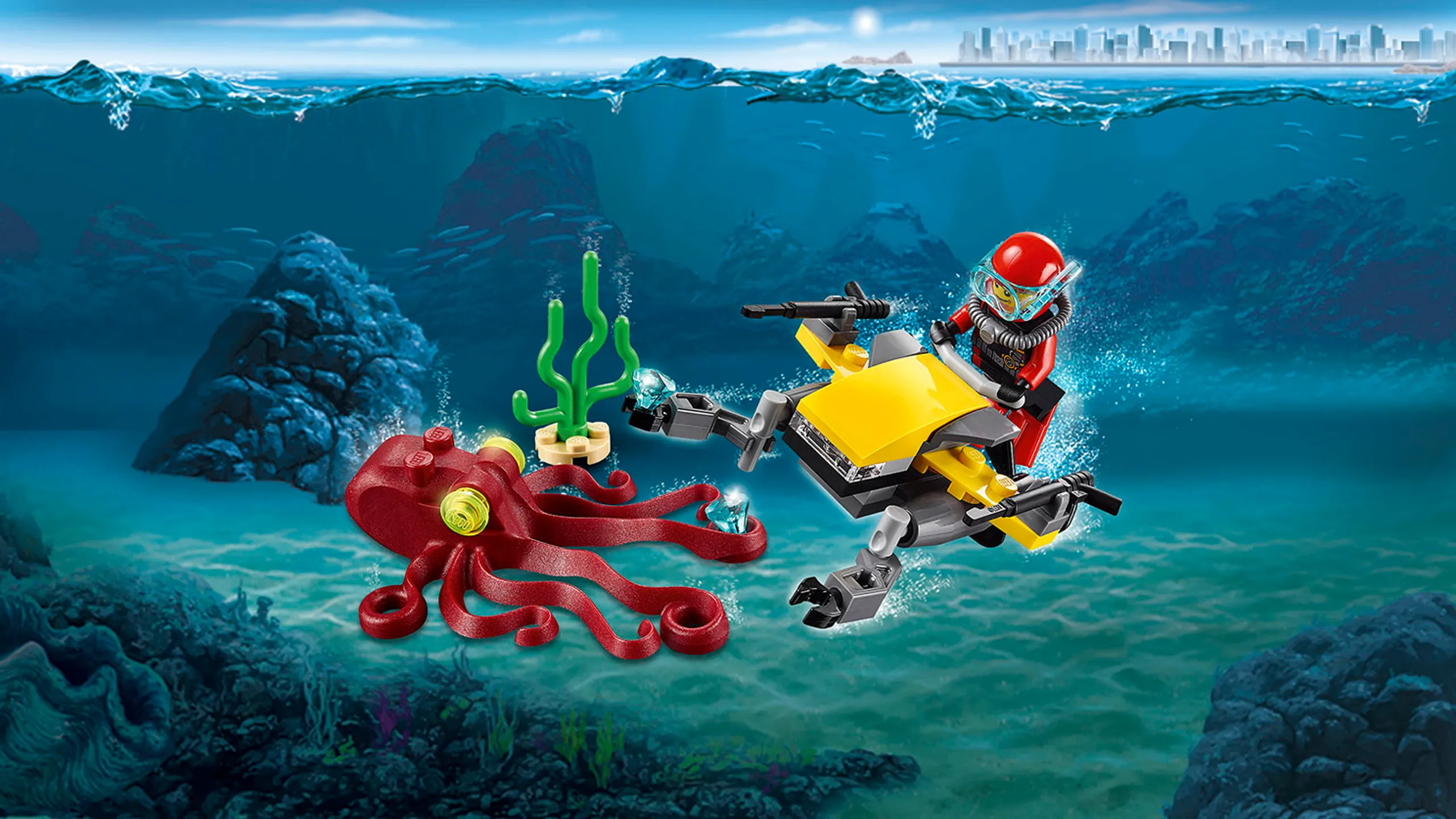 LEGO City Deep Sea squid and scooter driver minifigure - Deep Sea Scuba Scooter 60090