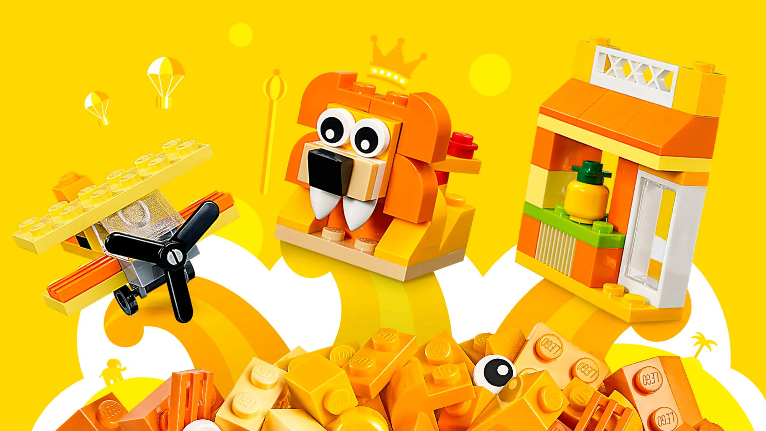 LEGO Classic Orange Creative Box - 10709 - Use orange bricks to build a plane, a lion or a lemonade stand!