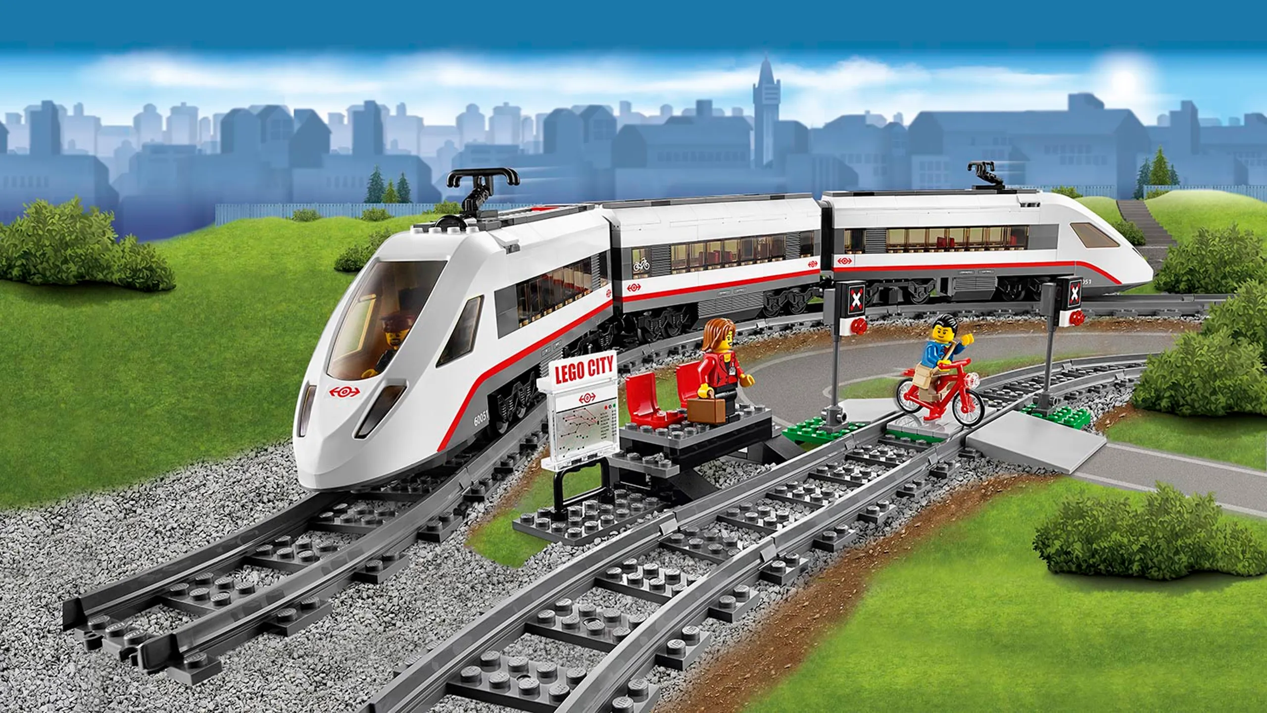 LEGO City train on tracks - High-Speed Passenger Train 60051