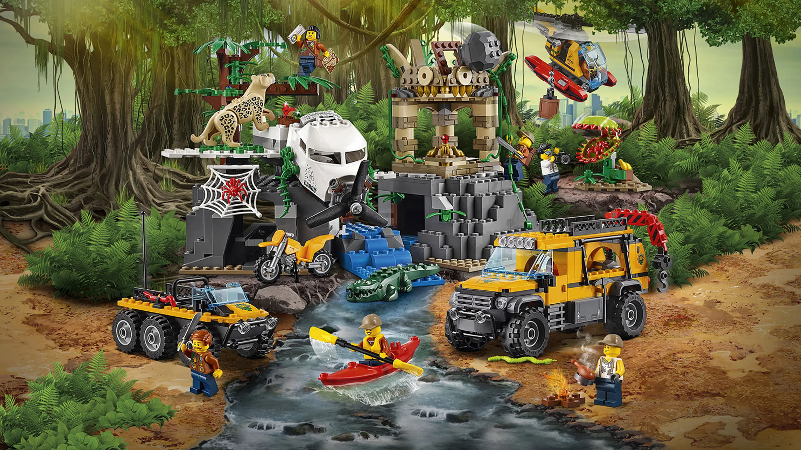 LEGO City Jungle - 60161 Jungle Exploration Site -  Explore the plants and animals of the jungle with the helicopter and the mobile lab.