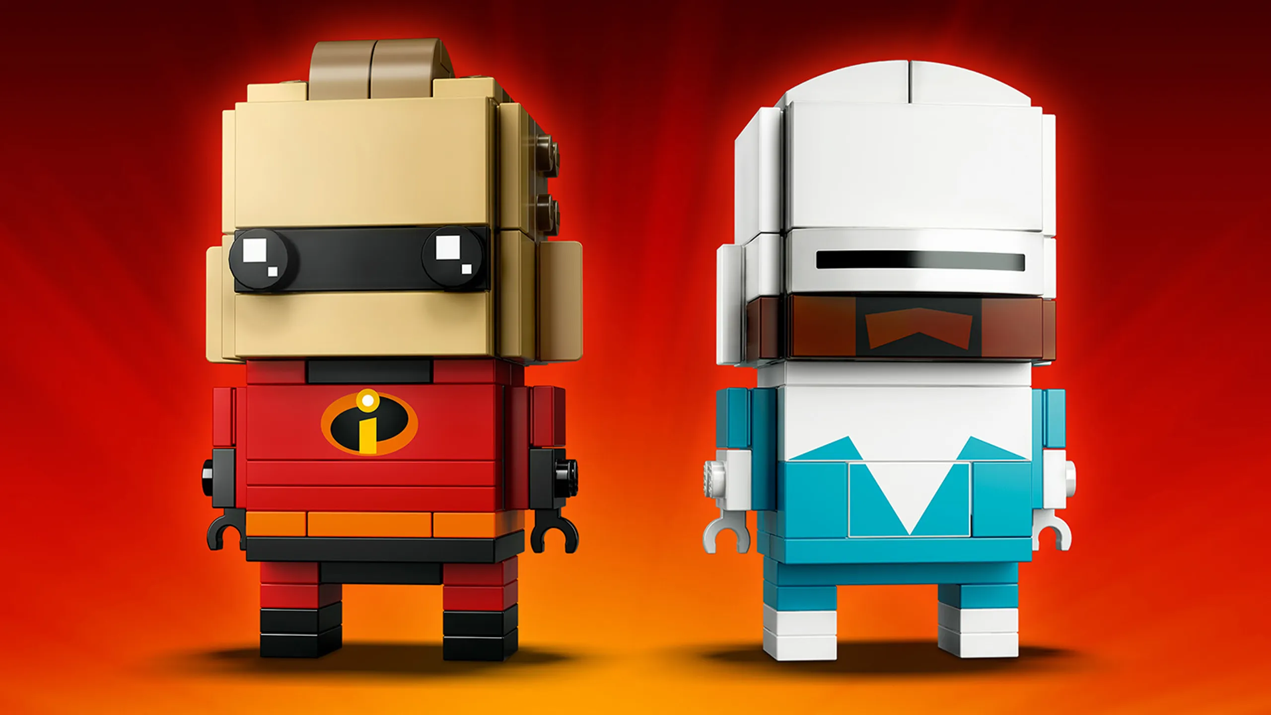 LEGO Brickheadz - 41613 Mr. Incredible and Frozone - Build two LEGO Brickheadz figures of Mr. Incredible in his red suit and Frozone in a white and icy blue suit.