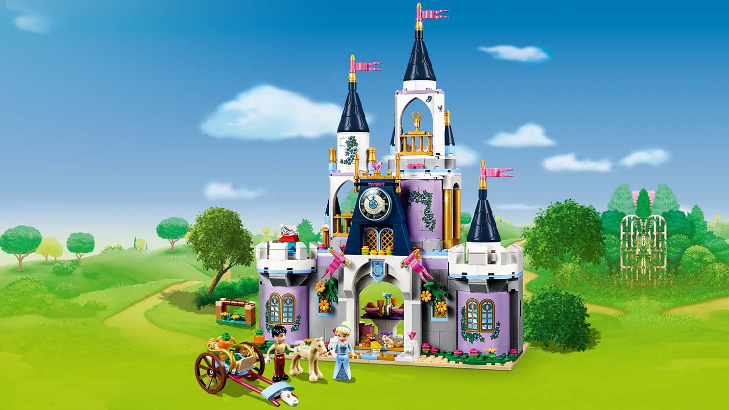 LEGO Disney - 41154 Cindarella's Dream Castle - Cinderella and Prince Charming enjoys life at the castle with the friendly mice and Cinderella's foal.