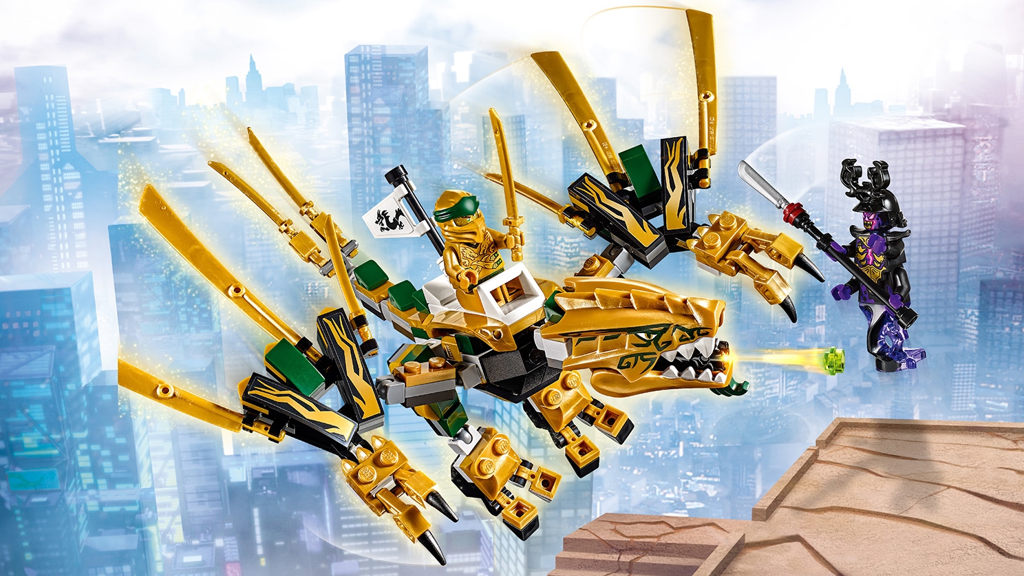 Drachen Flügel in Perl Gold Lego Ninjago 2 Stück 