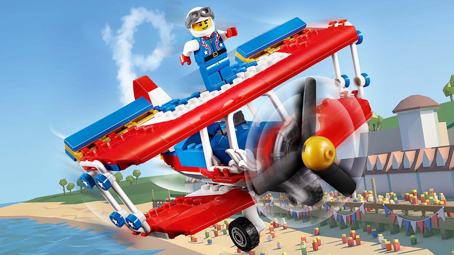 LEGO Creator 3-in-1 Daredevil Stunt Plane - 31076 - A daredevil is standing on the top wing of a flying stunt plane!