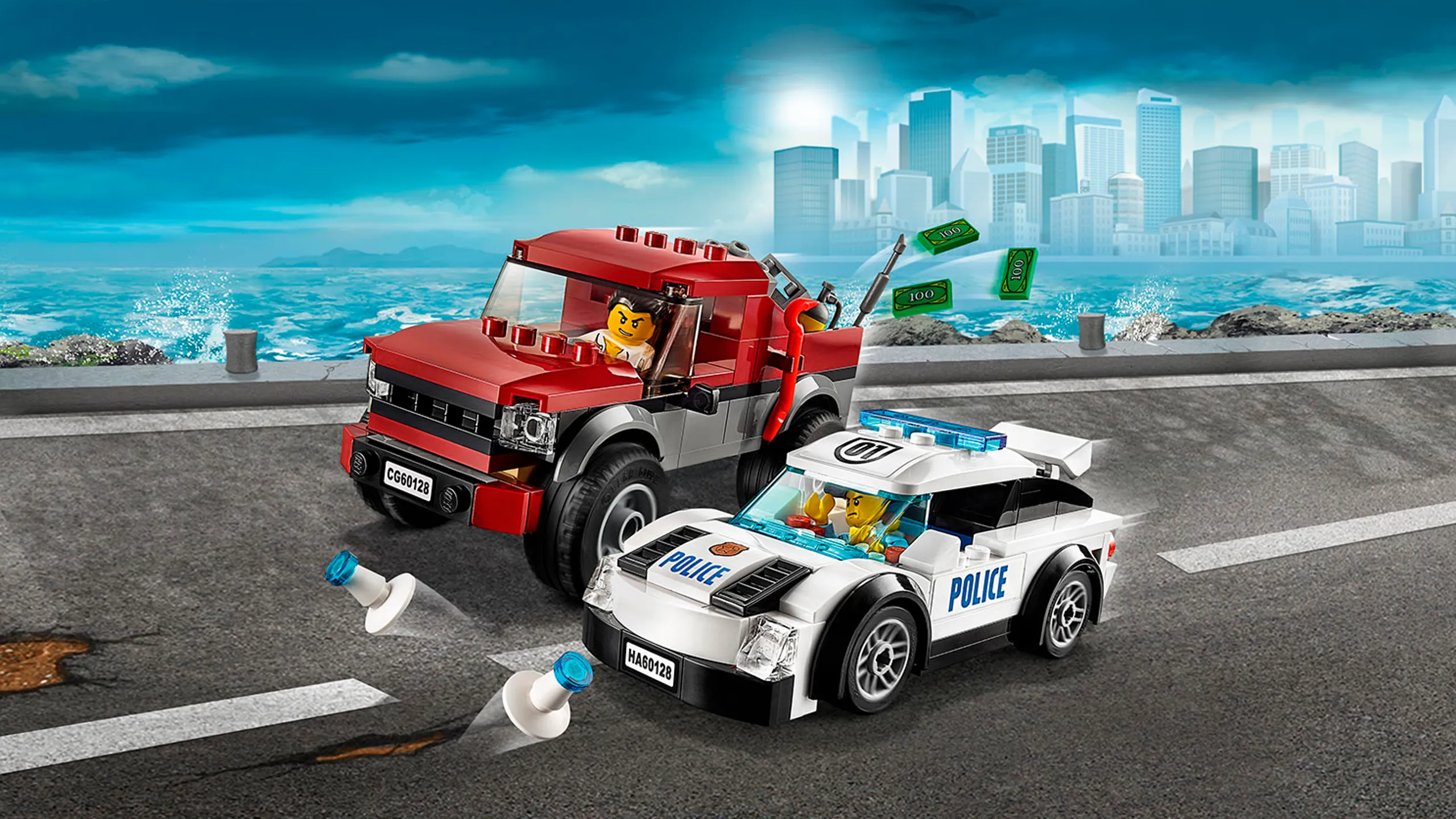 LEGO City pickup truck and police supercar – Police Pursuit 60128