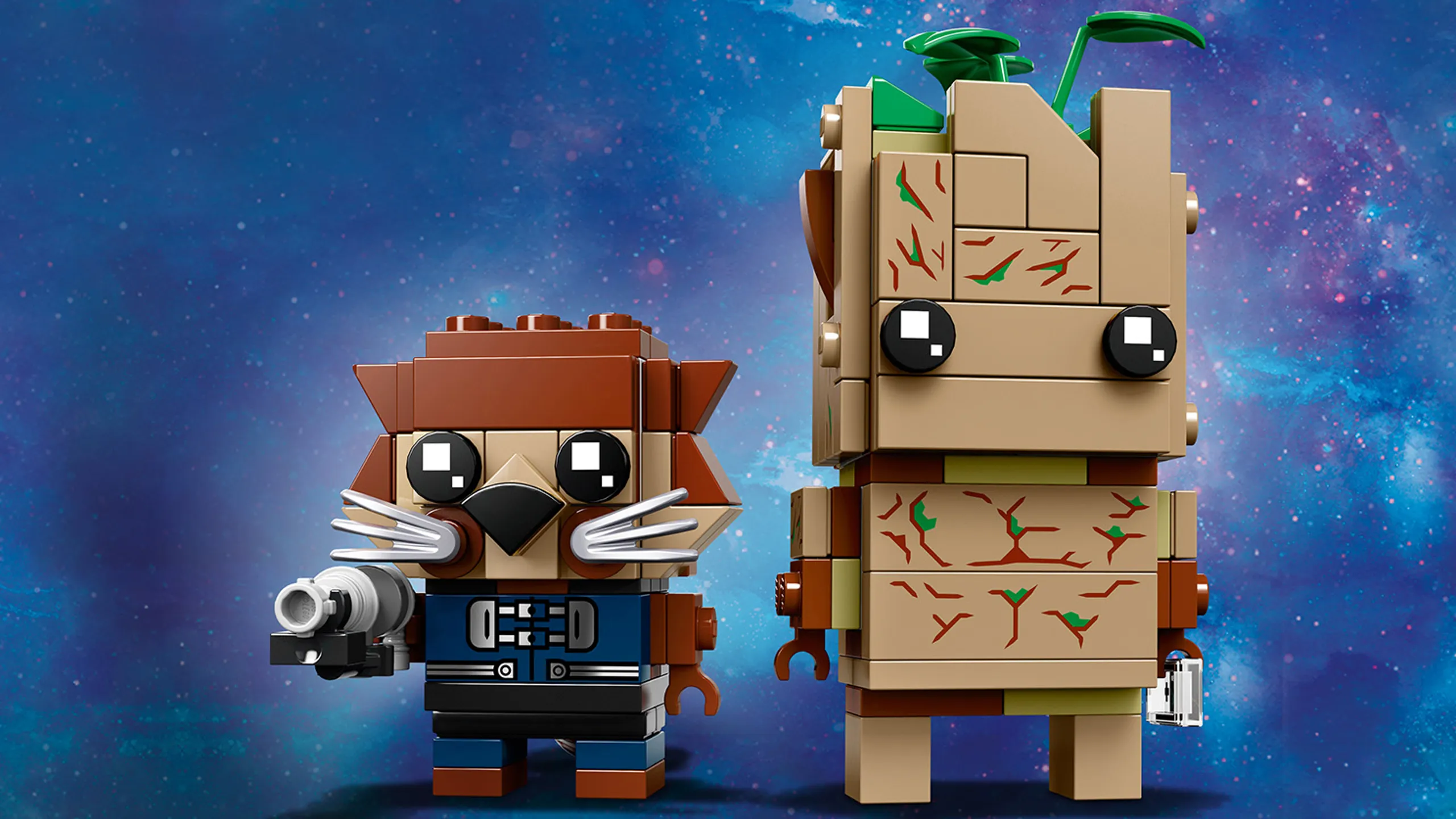 LEGO Brickheadz - 41626 Groot and Rocket - Build LEGO Brickheadz version of these two characters from the movie Avengers: Infinity War and display them on individual baseplates.