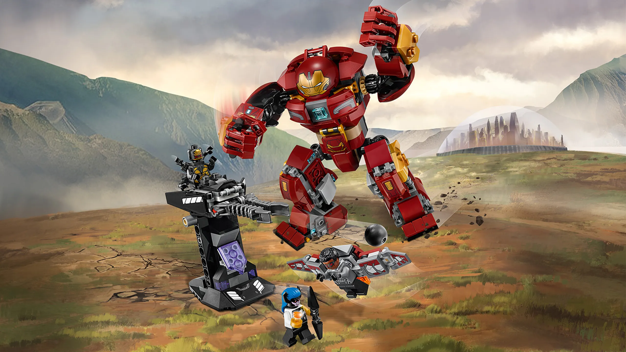 LEGO Super Heroes - 76104 The Hulkbuster Smash-Up - Proxima Midnight has taken over the gun turret and is shooting at Bruce Banner’s Hulkbuster