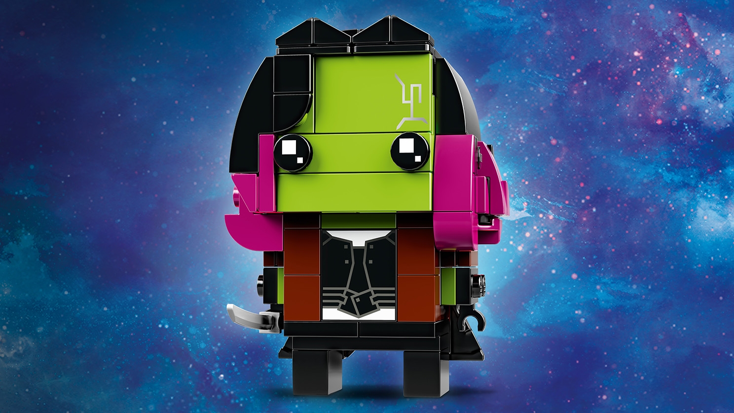 LEGO Brickheadz - 41607 Gamora - Build a LEGO Brickheadz figure of Gamora from the Avengers: Infinity War movie. Check out her green skin, dark pink hair and gun.