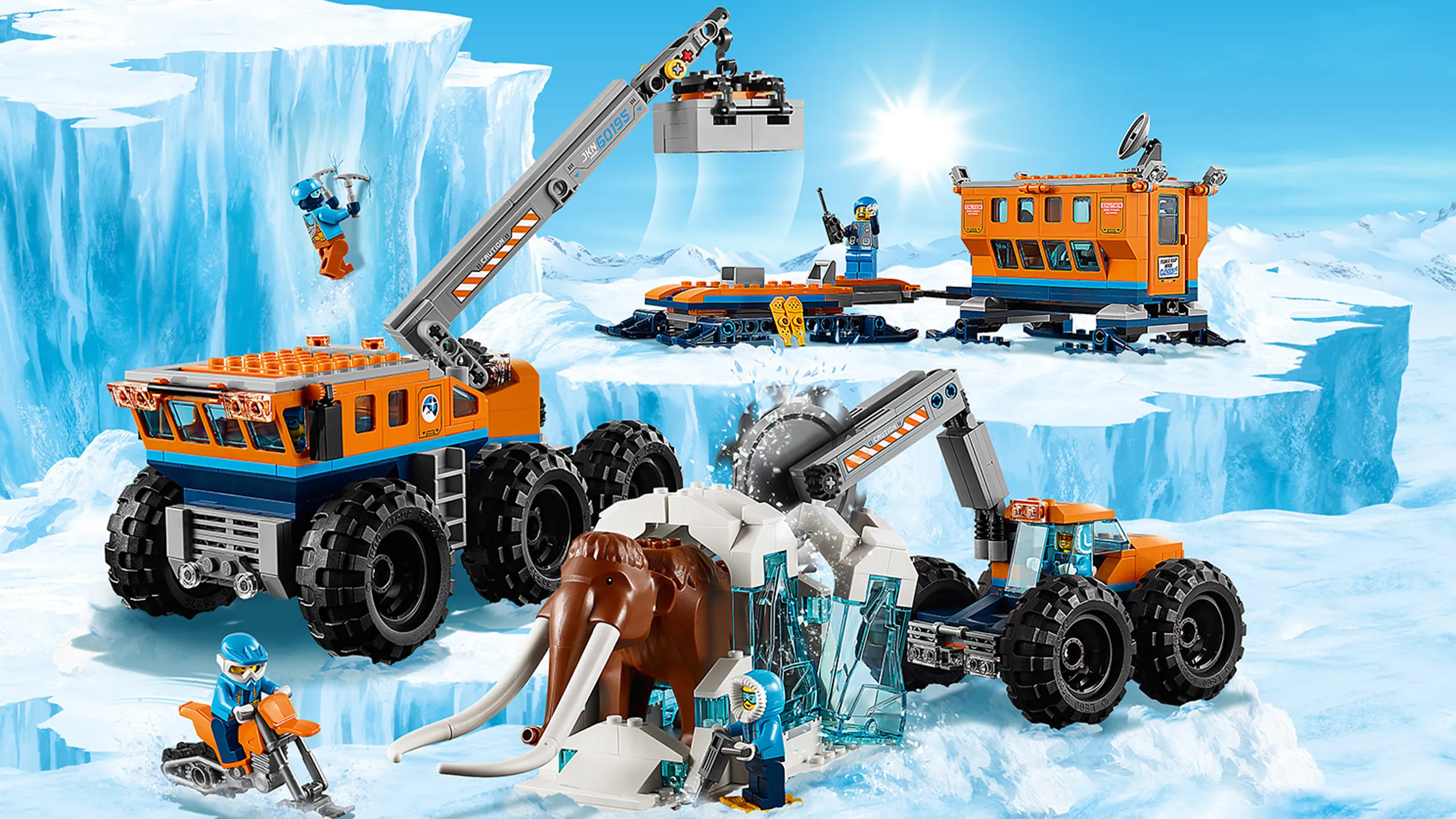 LEGO City Arctic Expedition - 60195 Arctic Mobile Exploration Base - The arctic workers have used all their machines and vehicles to get a mammoth up from deep inside the ice where it has been preserved.