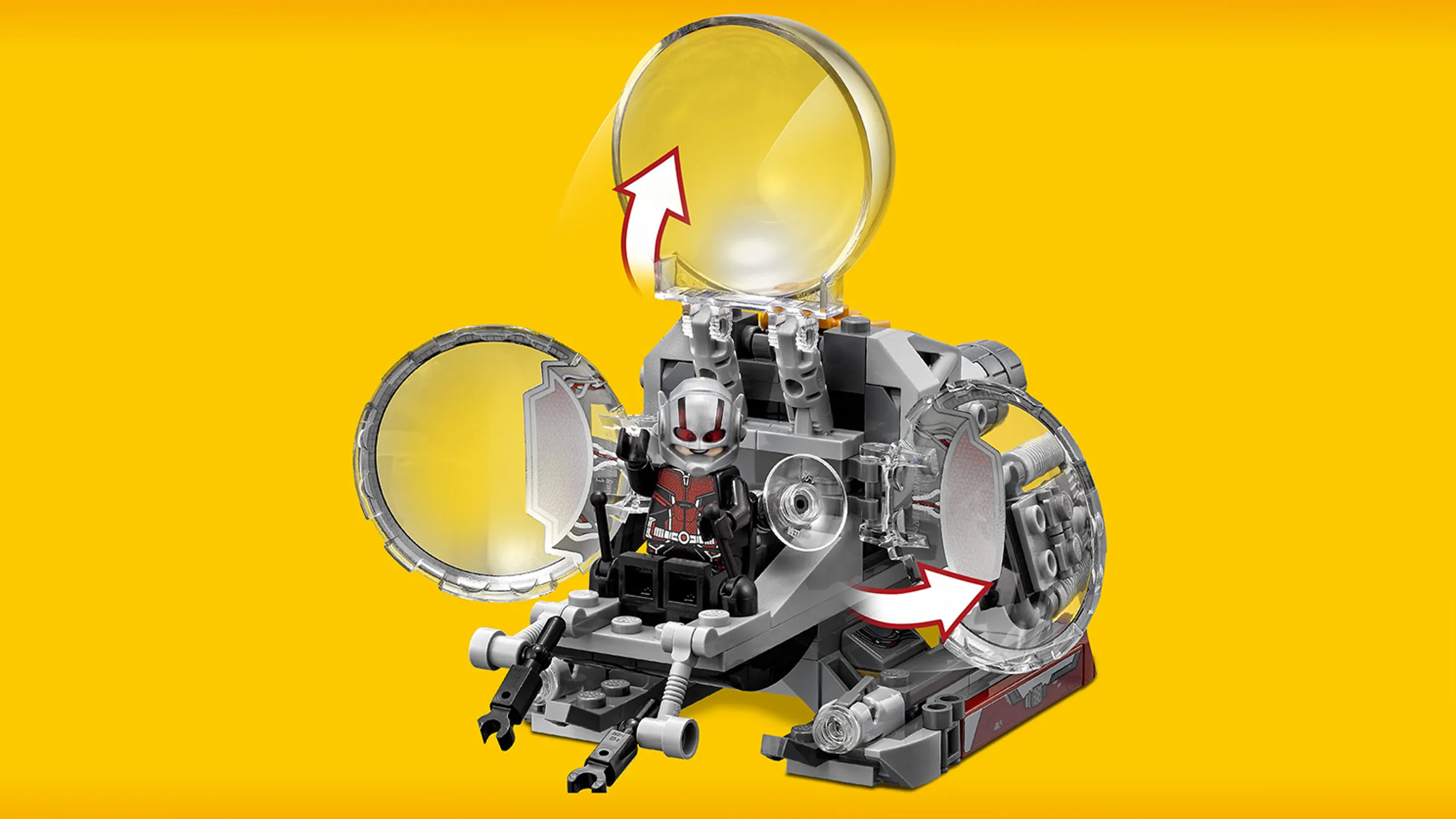 LEGO Super Heroes - 76109 Quantum Realm Explorers - Open the cockpit of the Quantum Vehicle and place Ant Man in it.