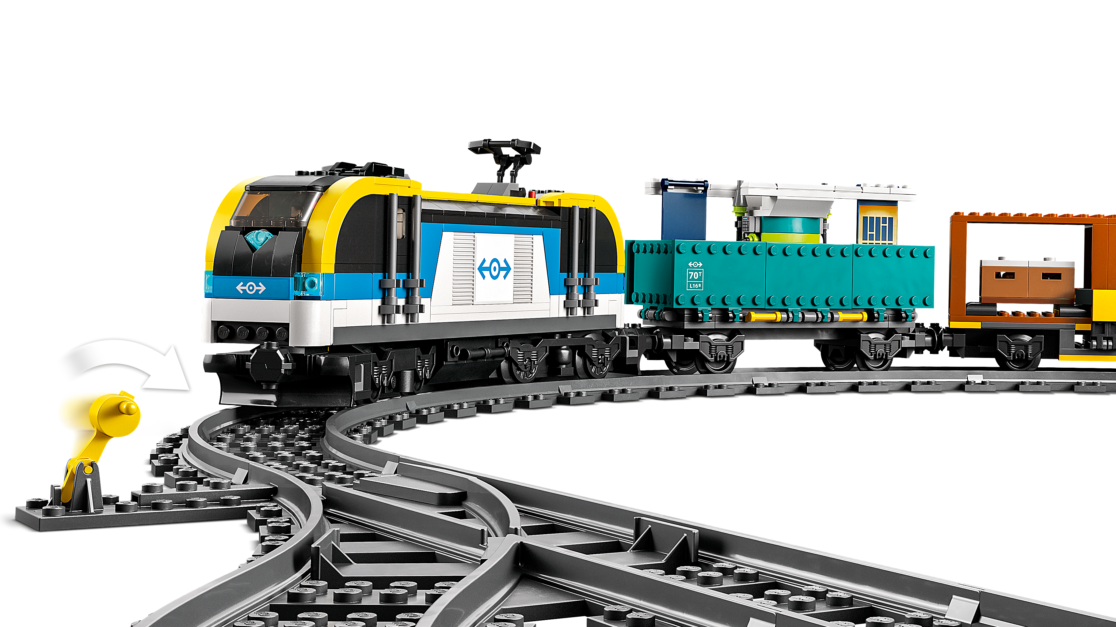 Set 60336 Train de Marchandises telecommande, Inclus 33 Rails et Ac