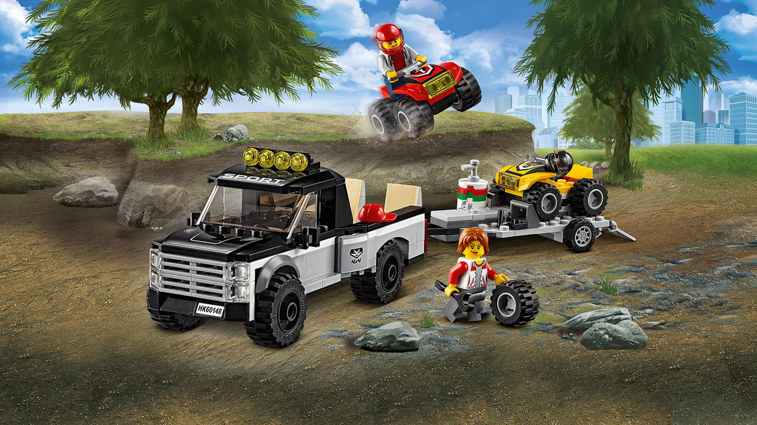 LEGO City Great Vehicles - 60148 ATV Race Team - Drive the ATV out to the track on a trailer.