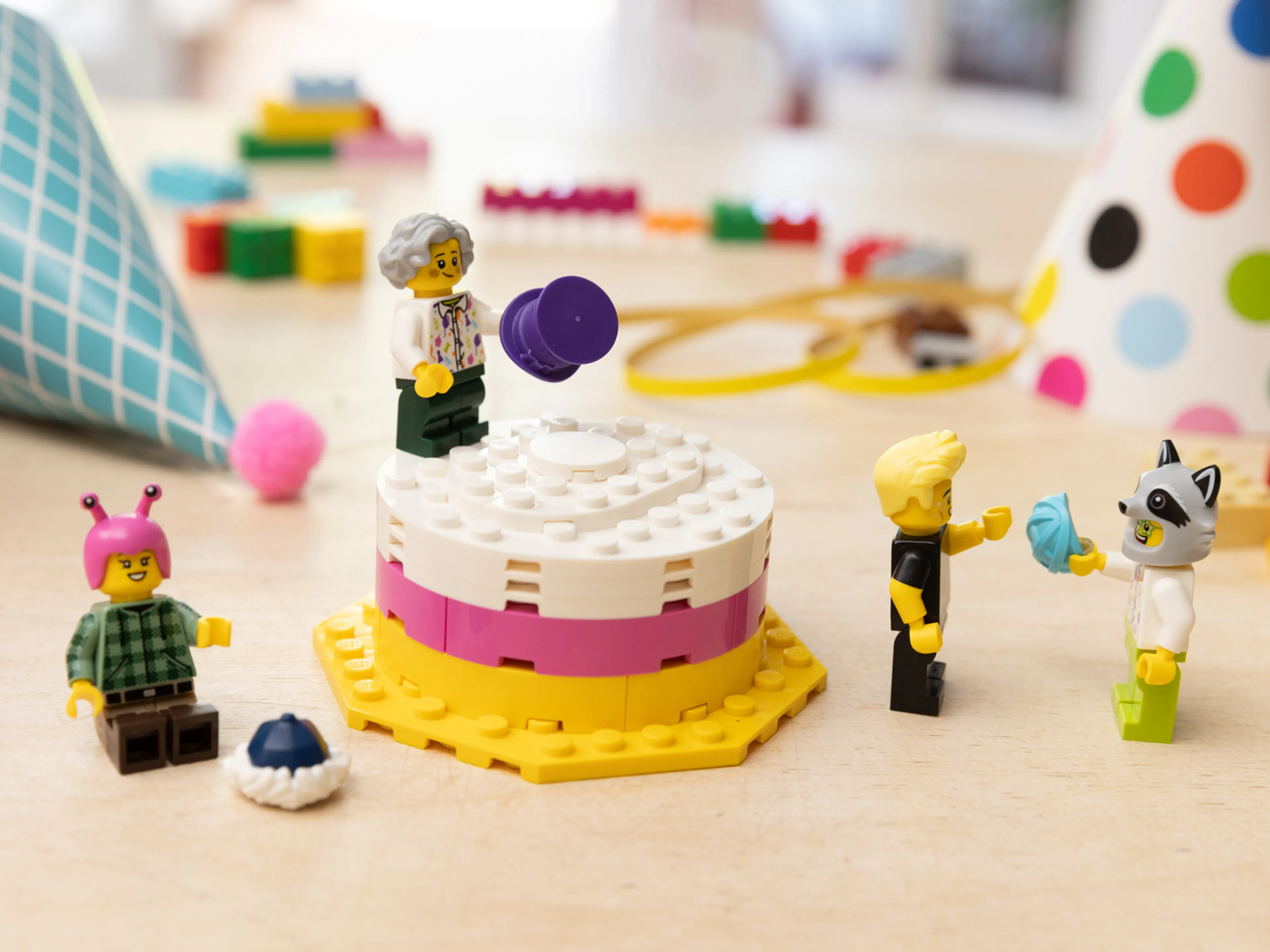 LEGO hat with minifigures