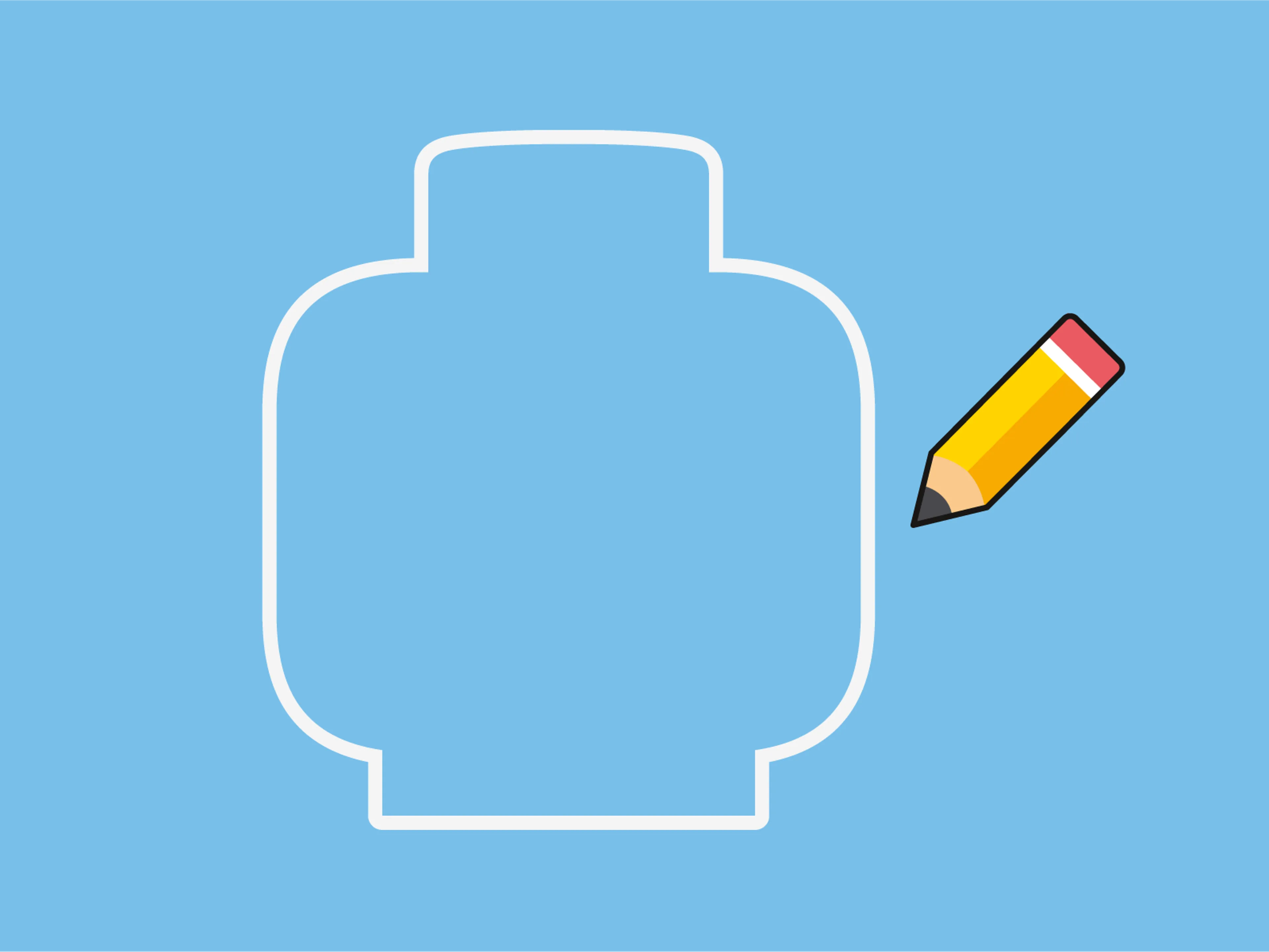 Head outline of a LEGO minifigure and a pencil