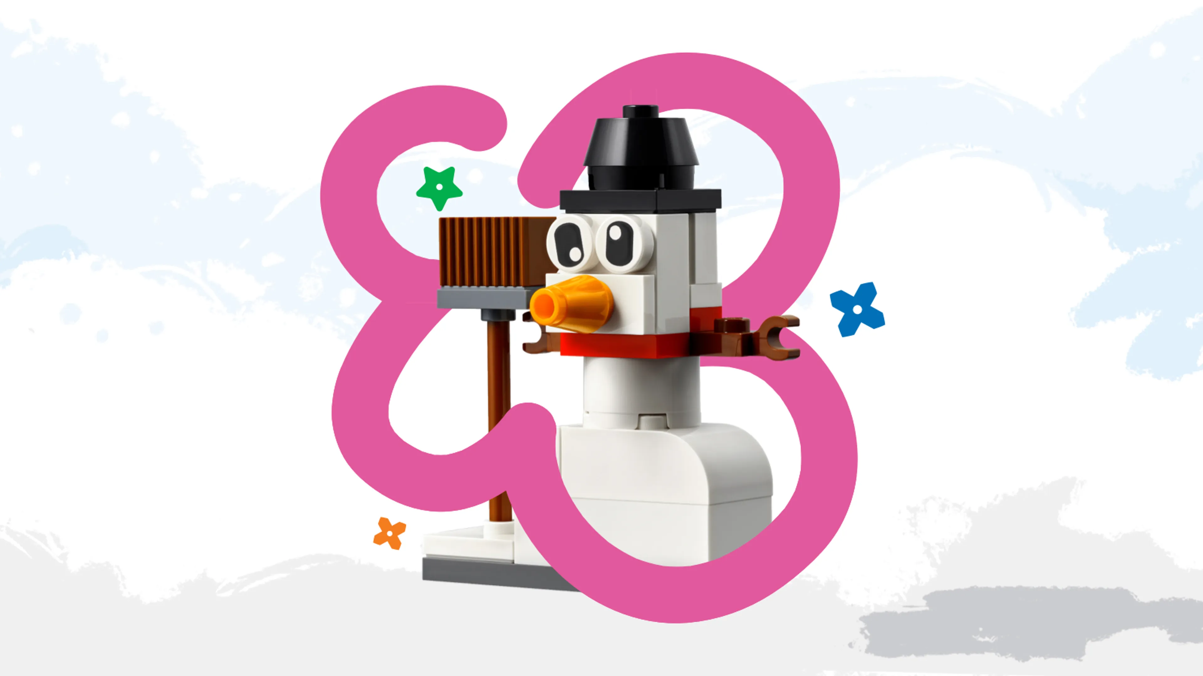 A snowman LEGO build without buttons