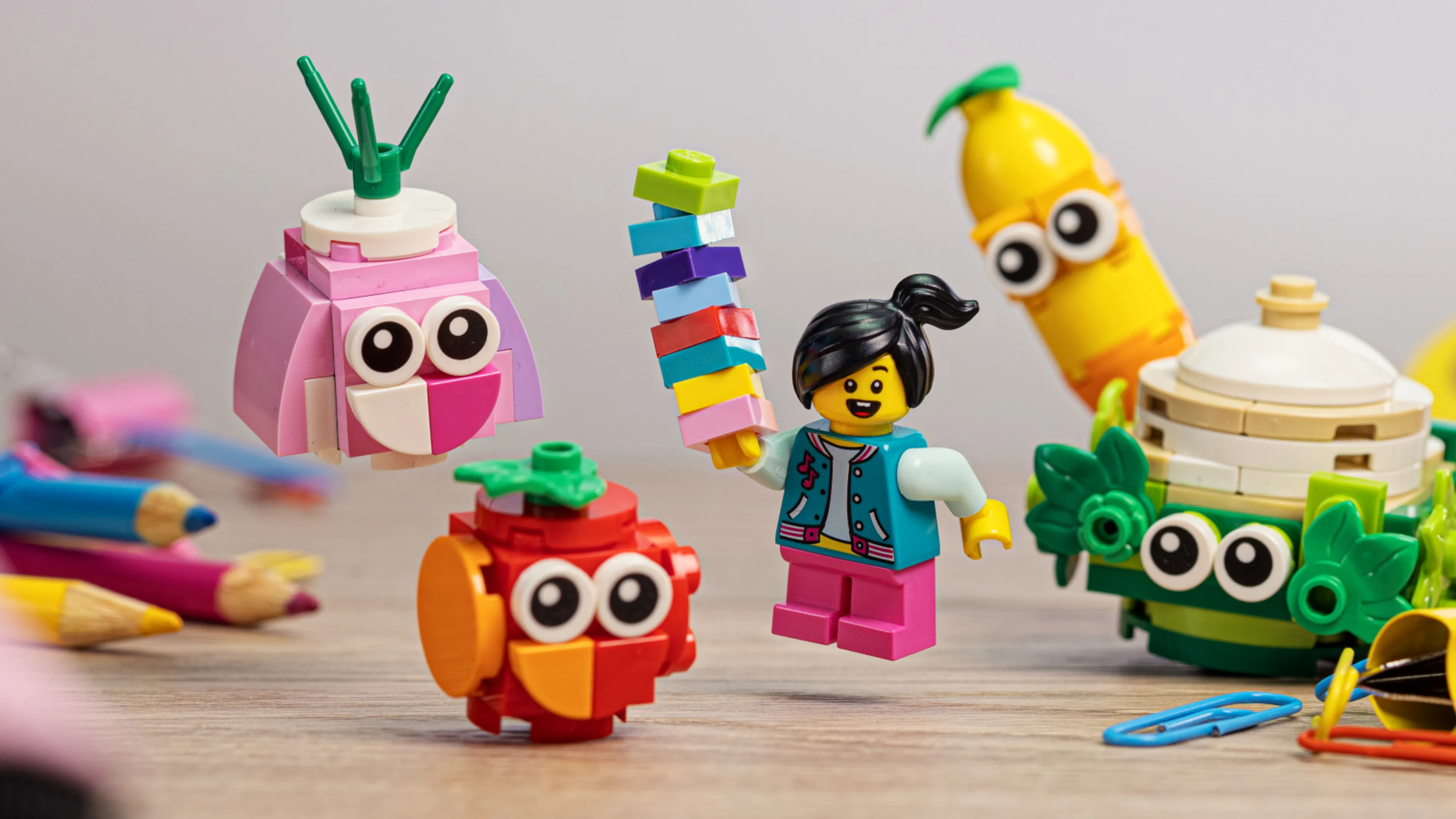 LEGO creatures with a minifigure